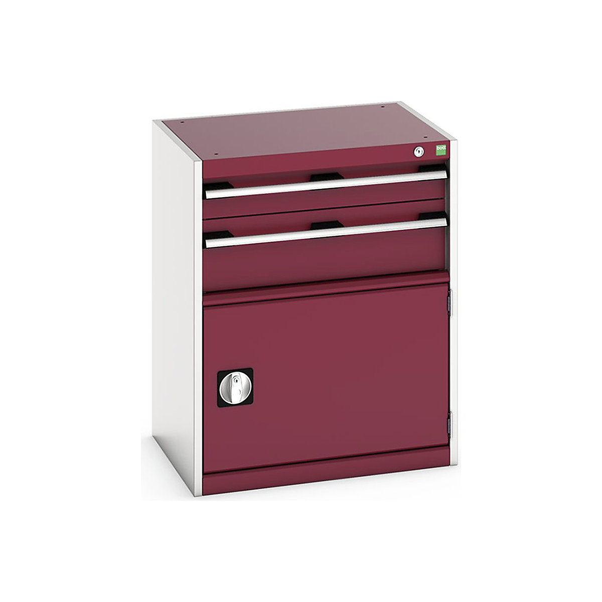Bott Cubio Cabinets | 650mm Wide, Bott Cubio Cabinets | 650mm Wide, Bott Cubio Cabinet | 1 Door & 2 Drawers | 800h x 650w x 525d mm | Red-0