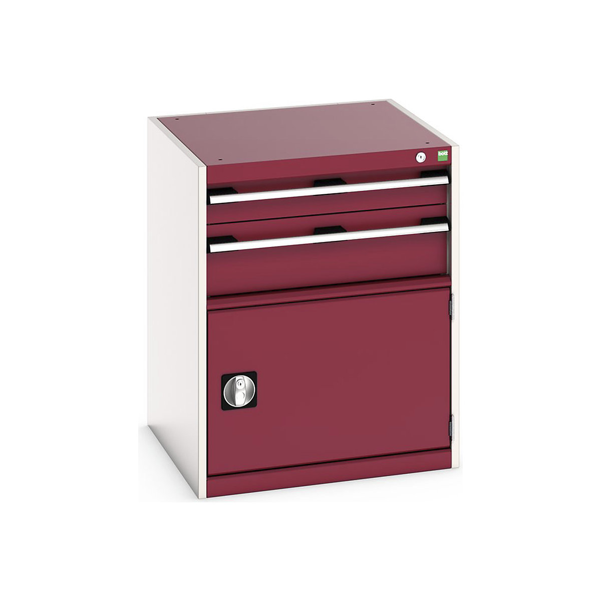 Bott Cubio Cabinets | 650mm Wide, Bott Cubio Cabinets | 650mm Wide, Bott Cubio Cabinet | 1 Door & 2 Drawers | 800h x 650w x 650d mm | Red-0