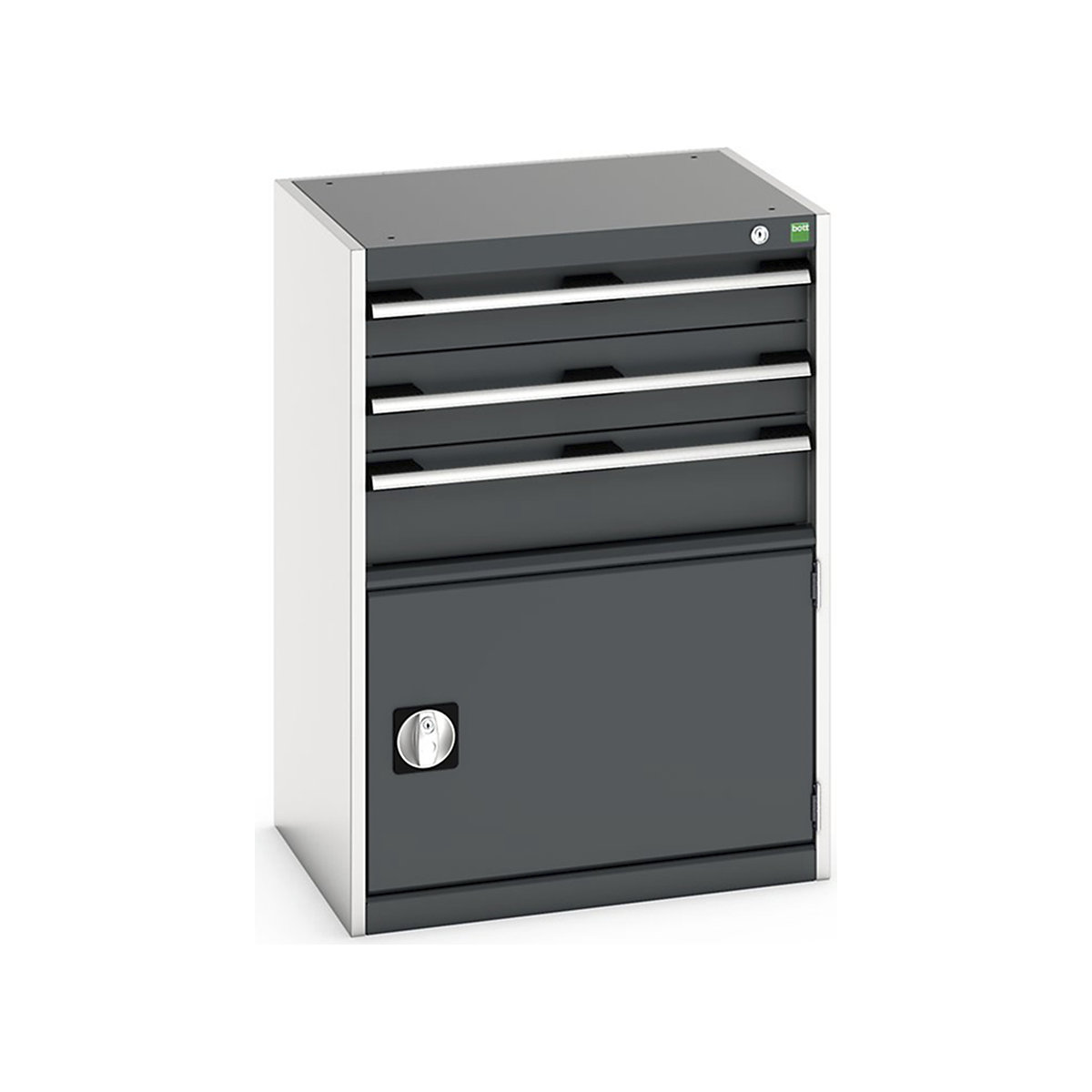 Bott Cubio Cabinets | 650mm Wide, Bott Cubio Cabinets | 650mm Wide, Bott Cubio Cabinet | 1 Door & 3 Drawers | 900h x 650w x 525d mm | Dark Grey-0