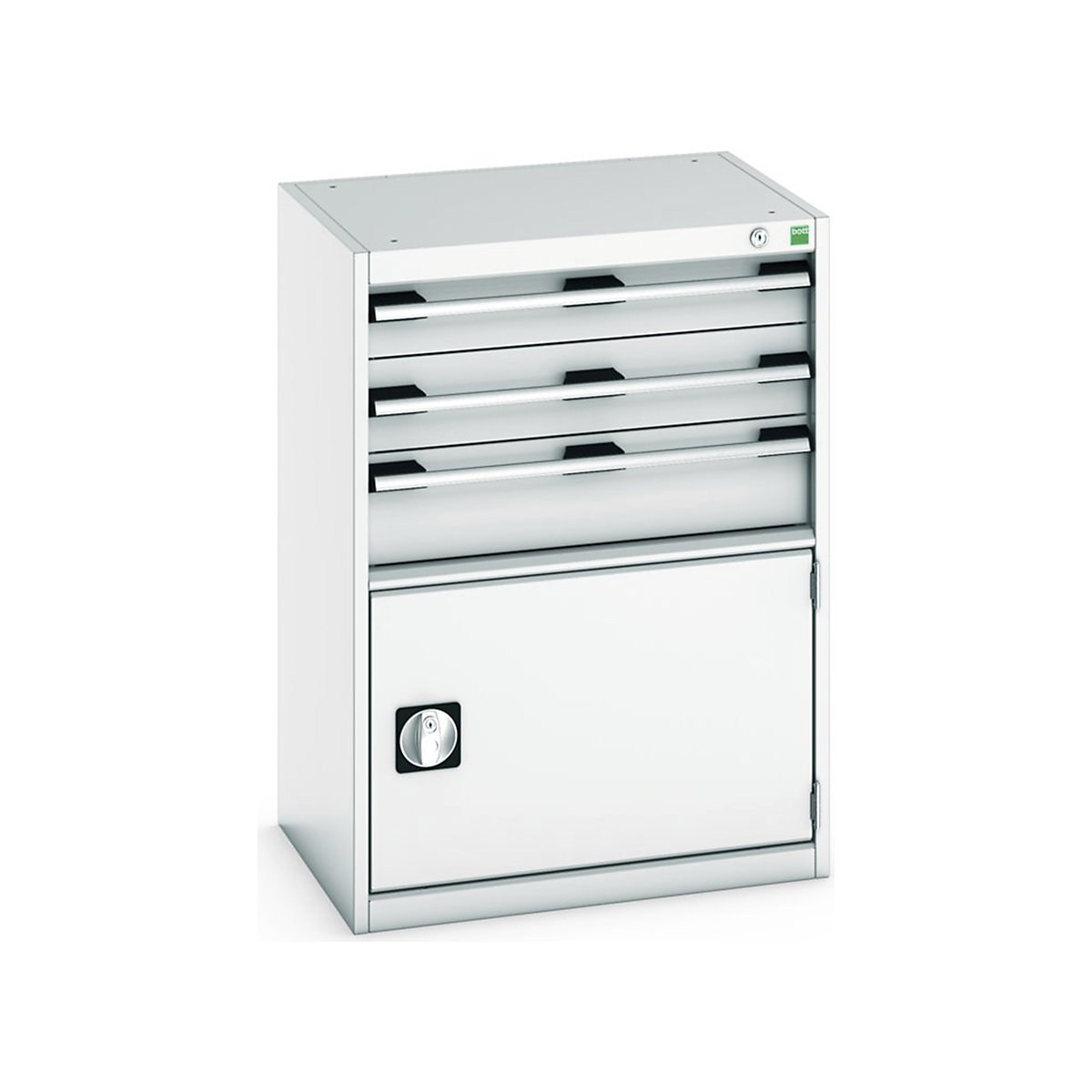 Bott Cubio Cabinets | 650mm Wide, Bott Cubio Cabinets | 650mm Wide, Bott Cubio Cabinet | 1 Door & 3 Drawers | 900h x 650w x 525d mm | Light Grey-0