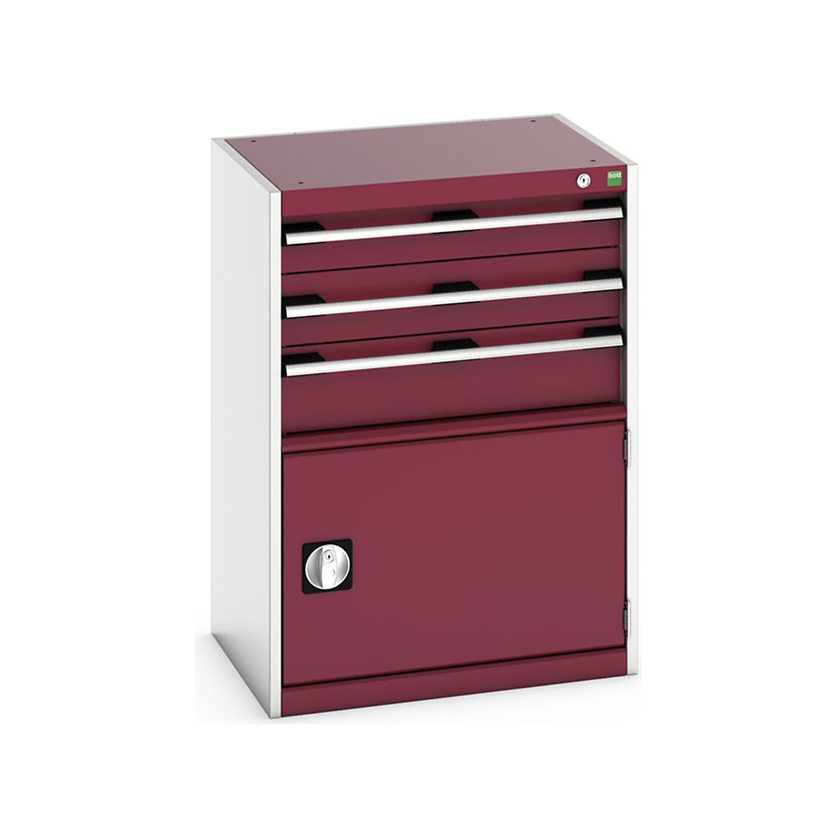 Bott Cubio Cabinets | 650mm Wide, Bott Cubio Cabinets | 650mm Wide, Bott Cubio Cabinet | 1 Door & 3 Drawers | 900h x 650w x 525d mm | Red-0