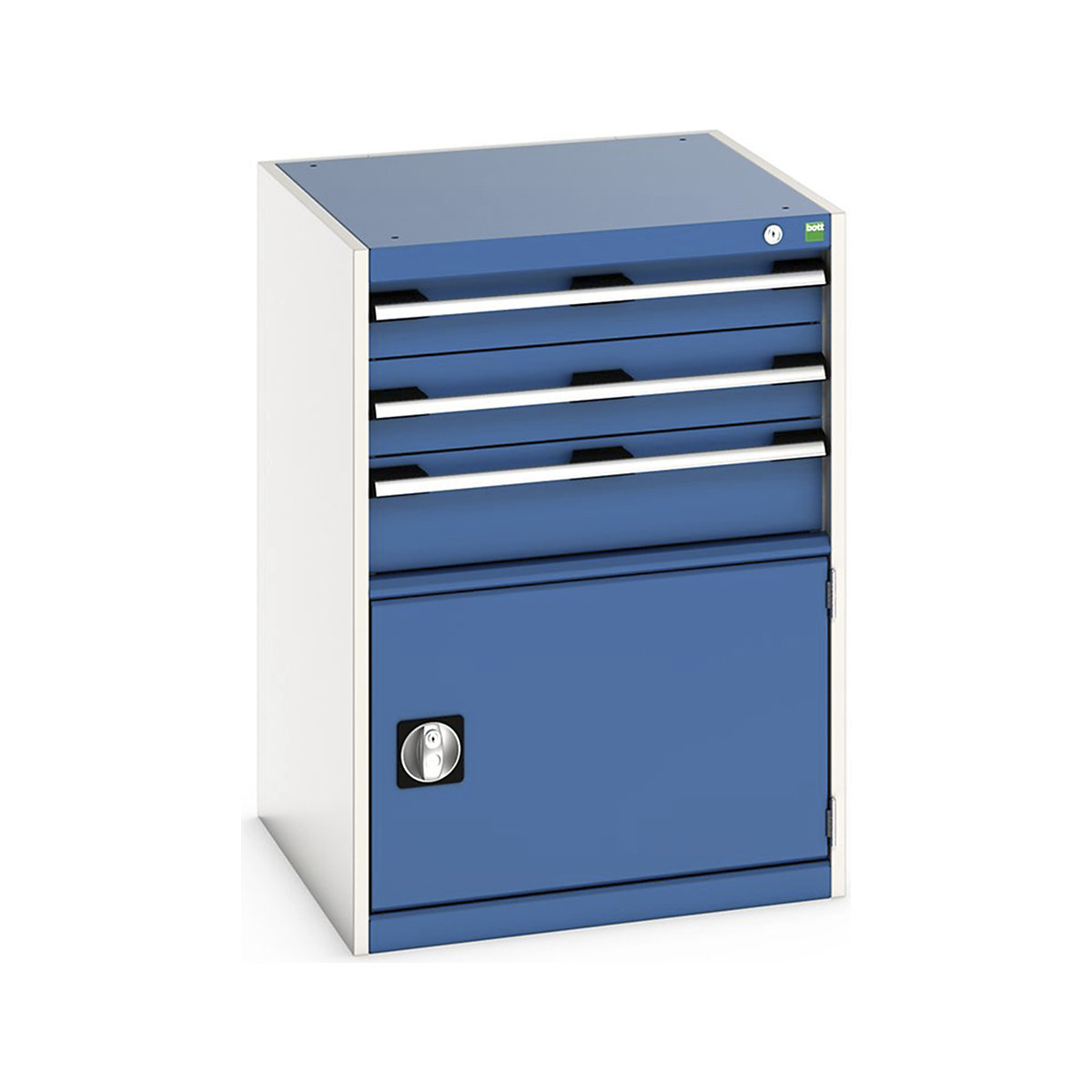 Bott Cubio Cabinets | 650mm Wide, Bott Cubio Cabinets | 650mm Wide, Bott Cubio Cabinet | 1 Door & 3 Drawers | 900h x 650w x 650d mm | Blue-0