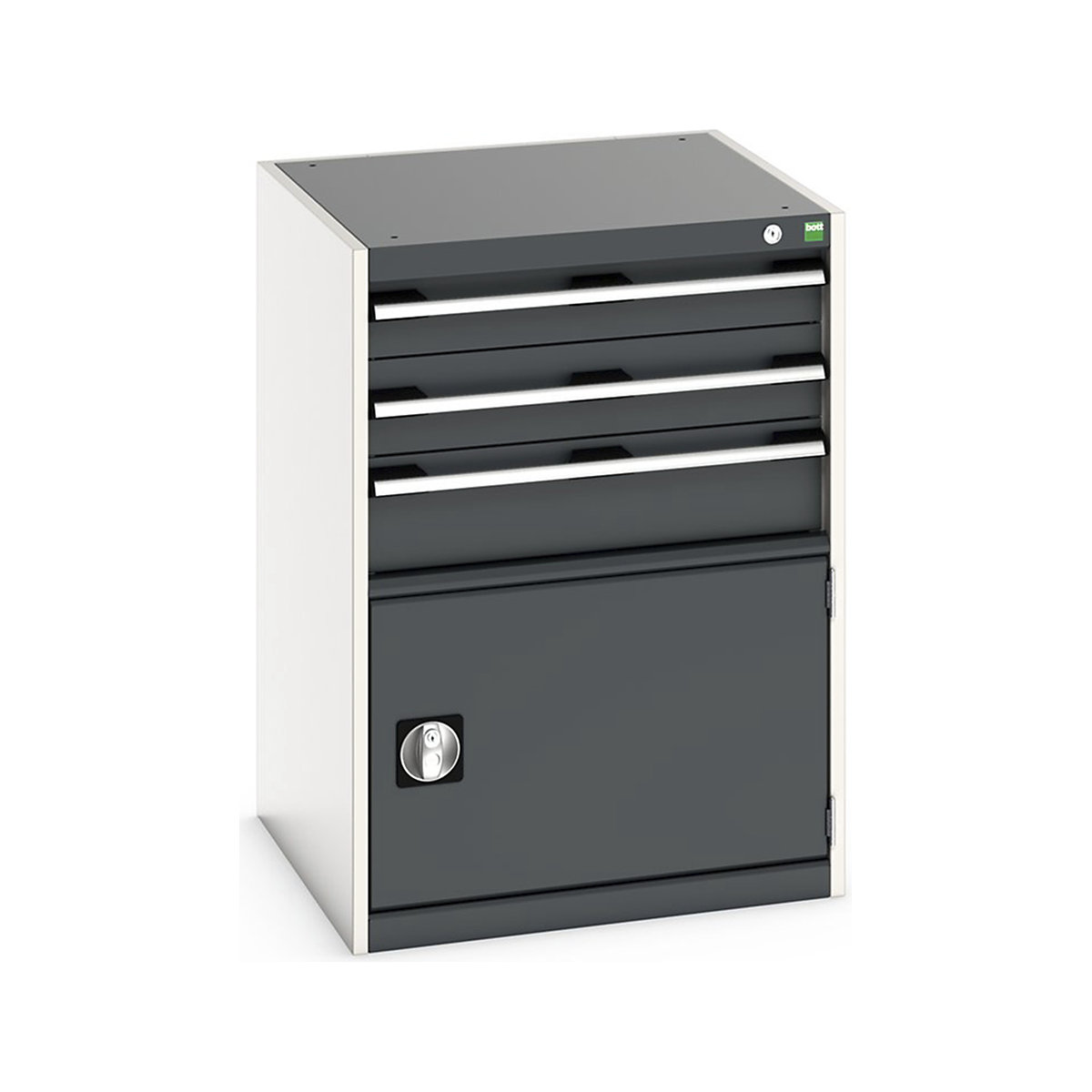 Bott Cubio Cabinets | 650mm Wide, Bott Cubio Cabinets | 650mm Wide, Bott Cubio Cabinet | 1 Door & 3 Drawers | 900h x 650w x 650d mm | Dark Grey-0