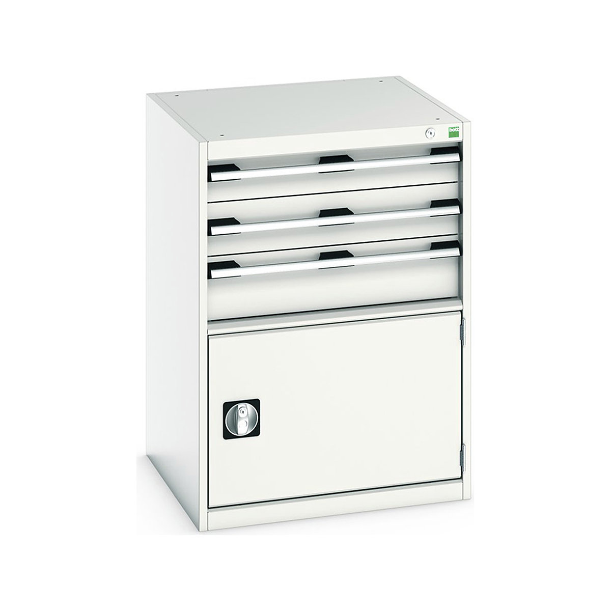 Bott Cubio Cabinets | 650mm Wide, Bott Cubio Cabinets | 650mm Wide, Bott Cubio Cabinet | 1 Door & 3 Drawers | 900h x 650w x 650d mm | Light Grey-0