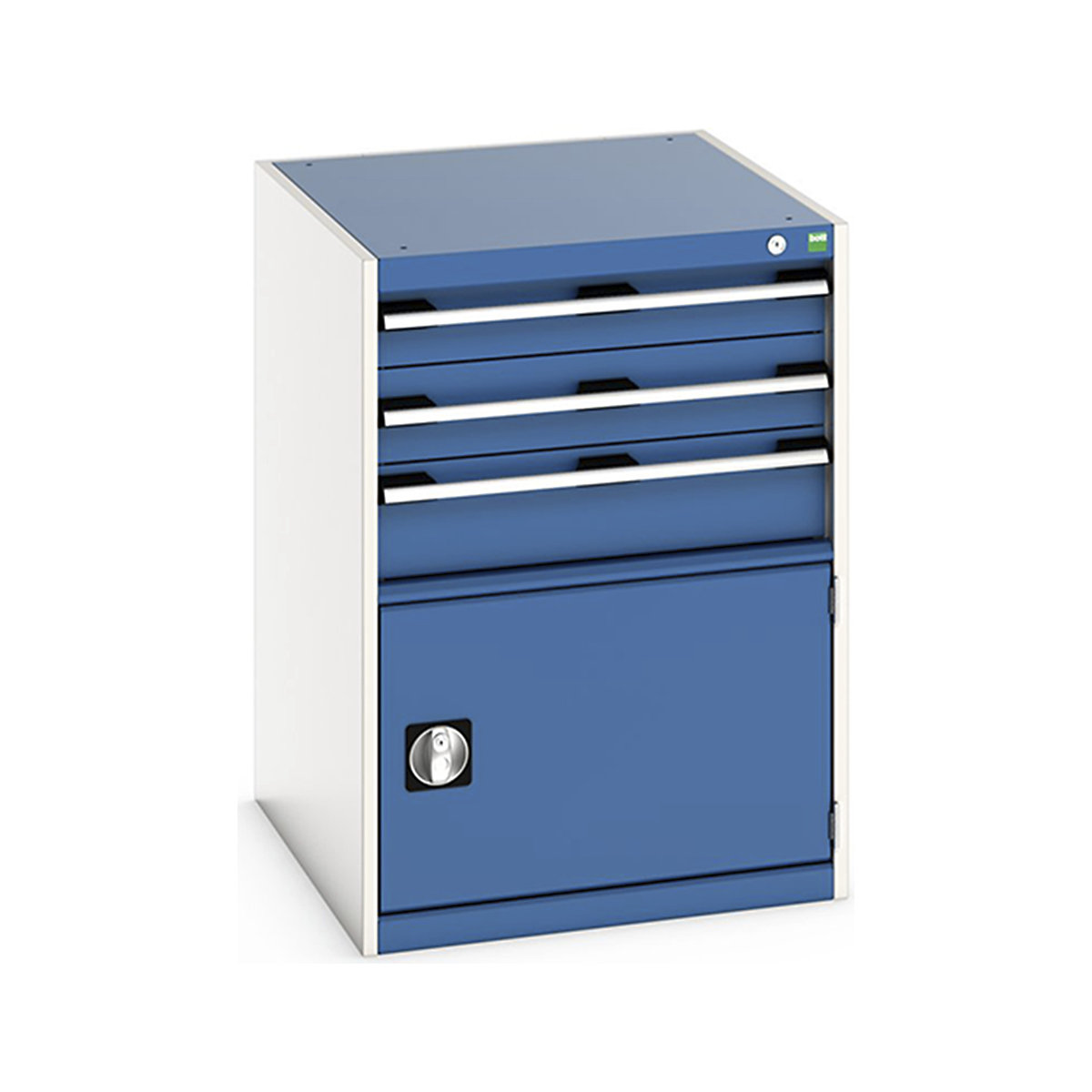 Bott Cubio Cabinets | 650mm Wide, Bott Cubio Cabinets | 650mm Wide, Bott Cubio Cabinet | 1 Door & 3 Drawers | 900h x 650w x 750d mm | Blue-0
