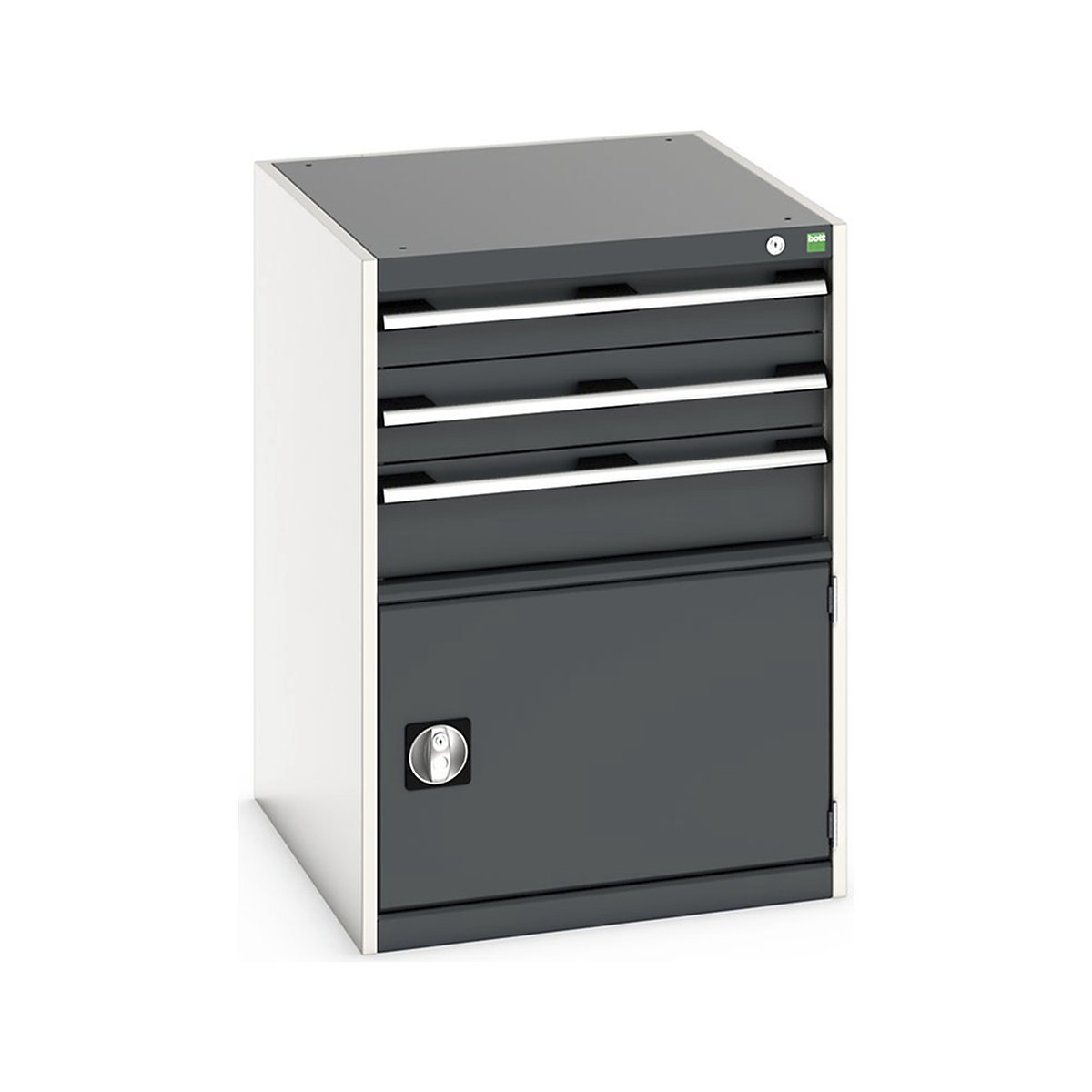 Bott Cubio Cabinets | 650mm Wide, Bott Cubio Cabinets | 650mm Wide, Bott Cubio Cabinet | 1 Door & 3 Drawers | 900h x 650w x 750d mm | Dark Grey-0