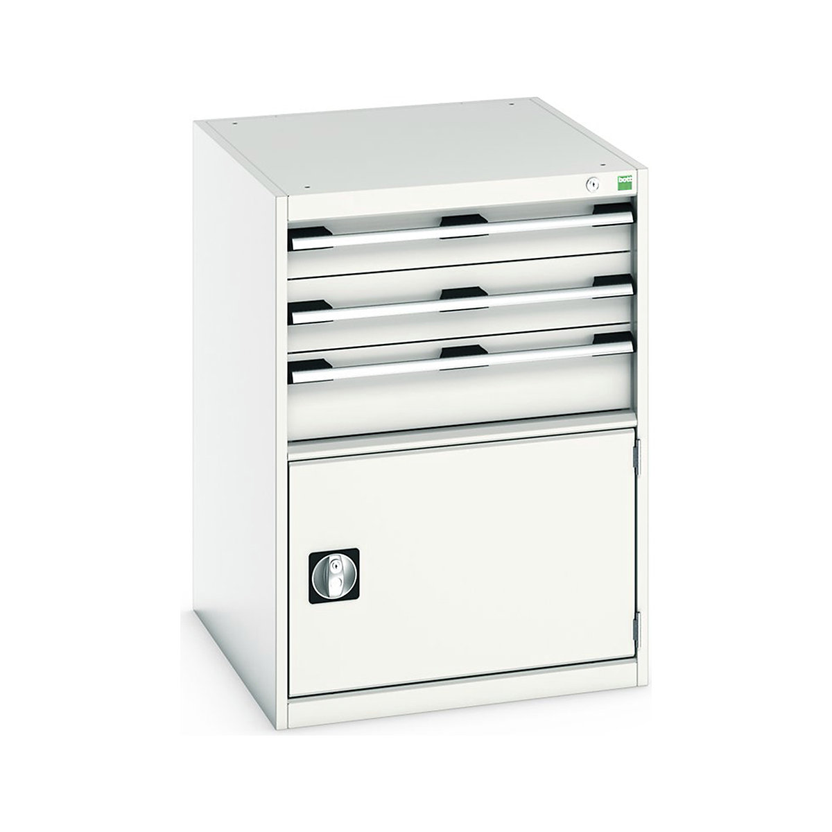Bott Cubio Cabinets | 650mm Wide, Bott Cubio Cabinets | 650mm Wide, Bott Cubio Cabinet | 1 Door & 3 Drawers | 900h x 650w x 750d mm | Light Grey-0