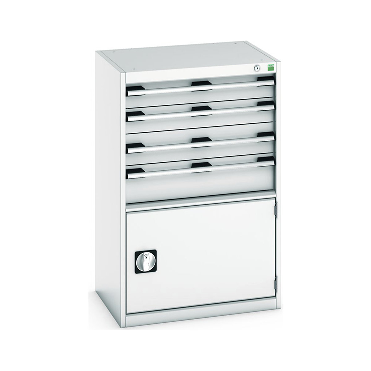 Bott Cubio Cabinets | 650mm Wide, Bott Cubio Cabinets | 650mm Wide, Bott Cubio Cabinet | 1 Door & 4 Drawers | 1000h x 650w x 525d mm | Light Grey-0
