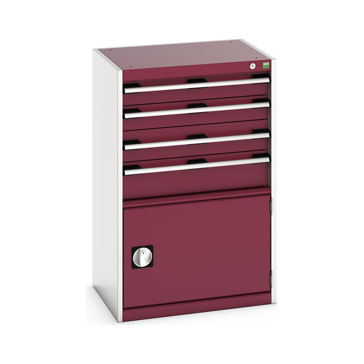 Bott Cubio Cabinets | 650mm Wide, Bott Cubio Cabinets | 650mm Wide, Bott Cubio Cabinet | 1 Door & 4 Drawers | 1000h x 650w x 525d mm | Red-0