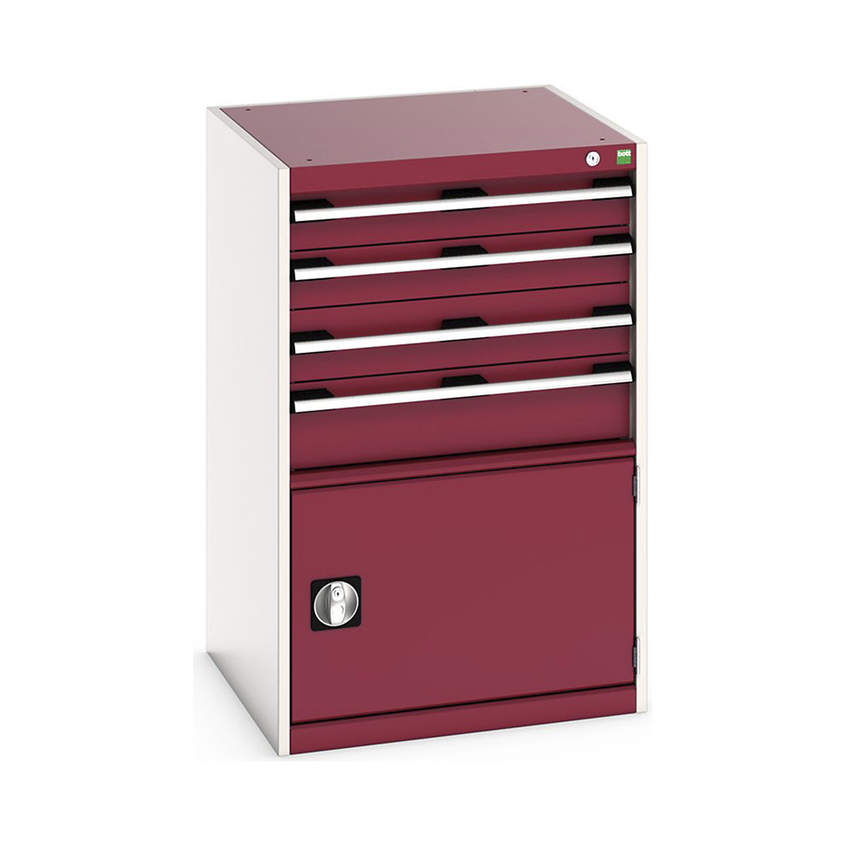 Bott Cubio Cabinets | 650mm Wide, Bott Cubio Cabinets | 650mm Wide, Bott Cubio Cabinet | 1 Door & 4 Drawers | 1000h x 650w x 650d mm | Red-0