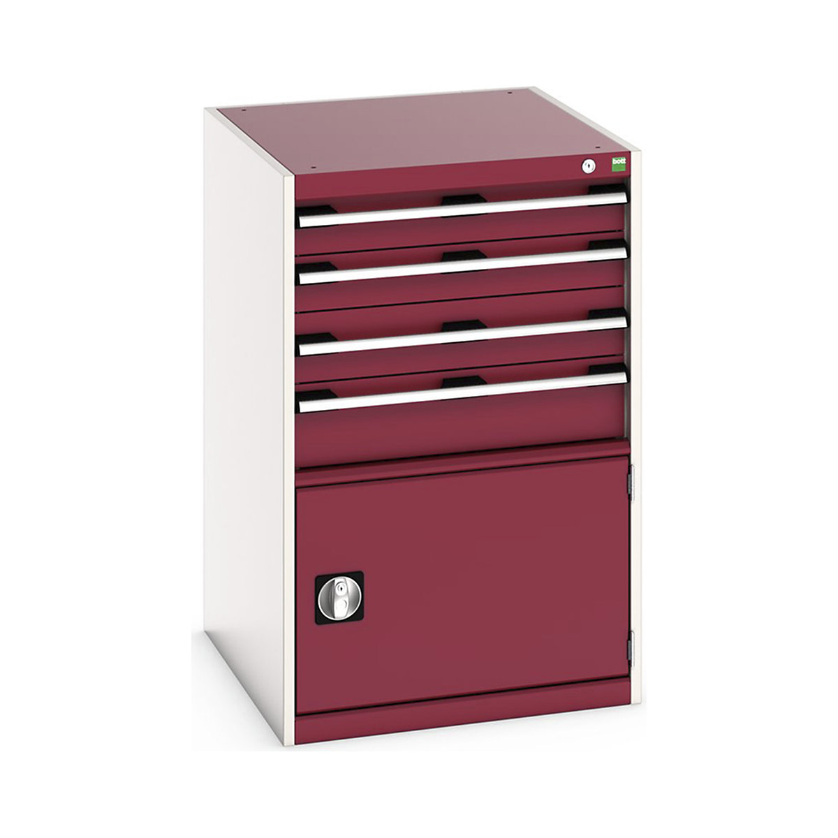 Bott Cubio Cabinets | 650mm Wide, Bott Cubio Cabinets | 650mm Wide, Bott Cubio Cabinet | 1 Door & 4 Drawers | 1000h x 650w x 750d mm | Red-0