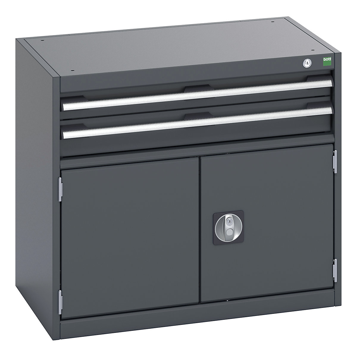 Bott Cubio Cabinets | 800mm Wide, Bott Cubio Cabinets | 800mm Wide, Bott Cubio Cabinet | 2 Doors & 2 Drawers | 700h x 800w x 525d mm | Dark Grey Doors | Dark Grey Housing-0