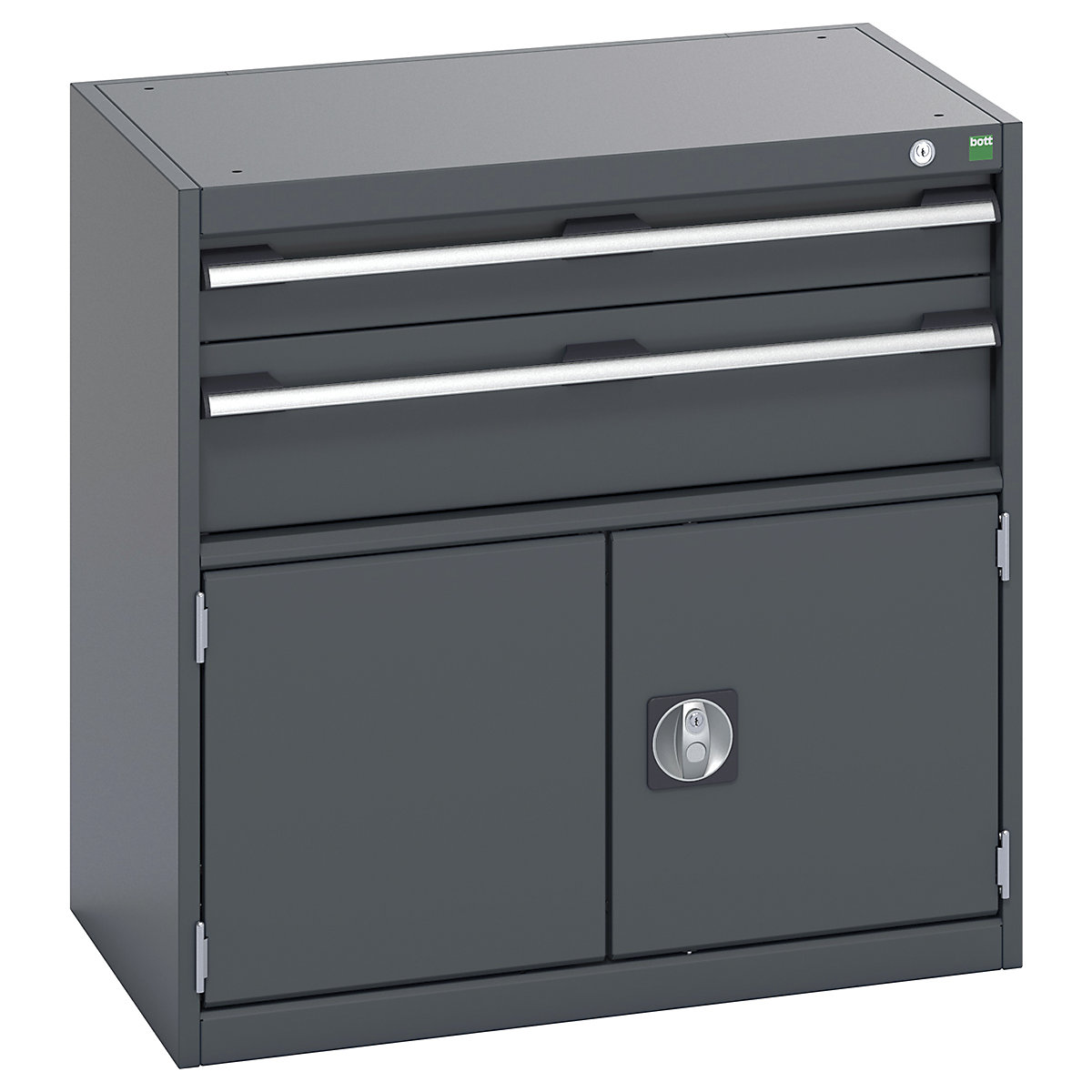 Bott Cubio Cabinets | 800mm Wide, Bott Cubio Cabinets | 800mm Wide, Bott Cubio Cabinet | 2 Doors & 2 Drawers | 800h x 800w x 525d mm | Dark Grey Doors | Dark Grey Housing-0