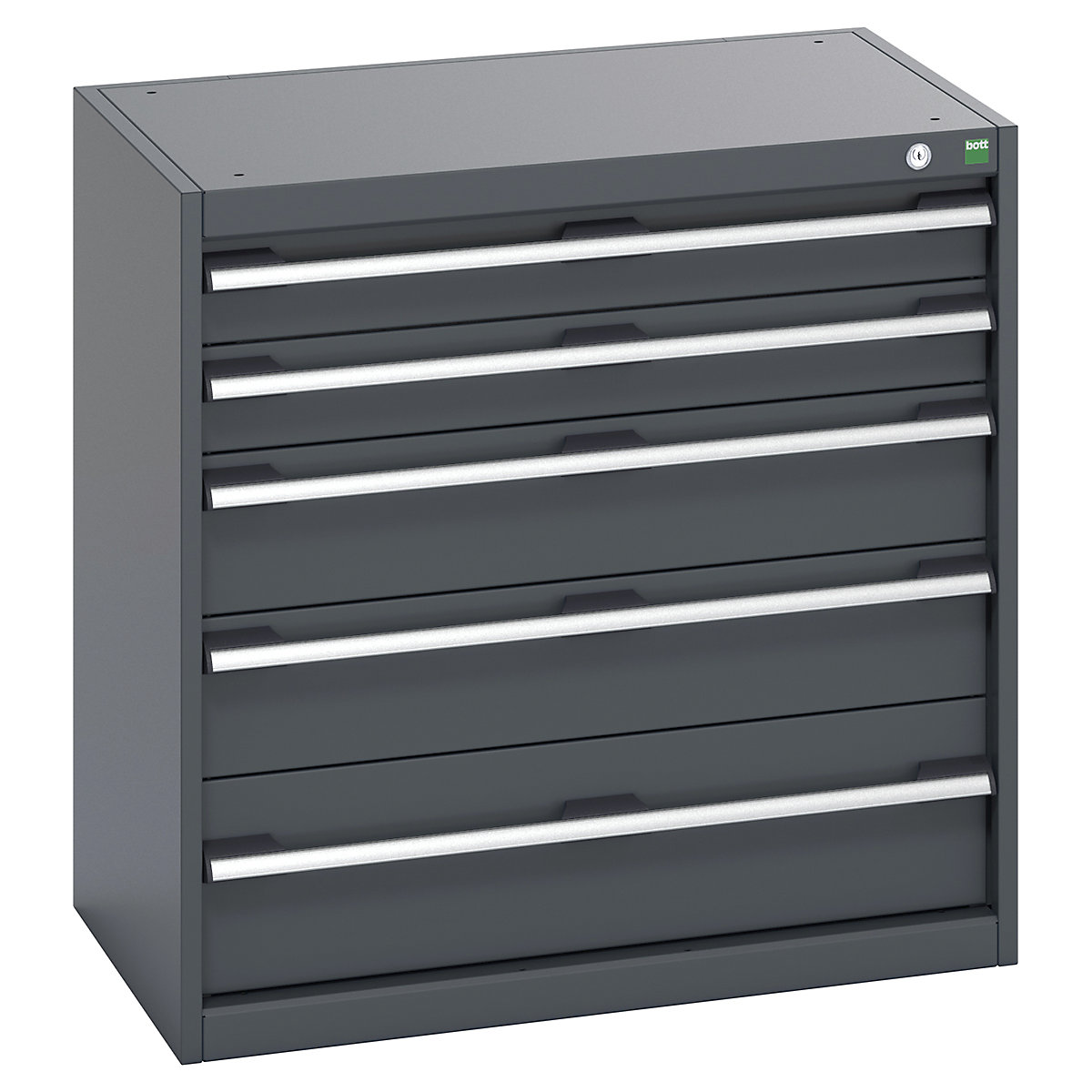 Bott Cubio Cabinets | 800mm Wide, Bott Cubio Cabinets | 800mm Wide, Bott Cubio Cabinet | 5 Drawers | 800h x 800w x 525d mm | Dark Grey Doors | Dark Grey Housing-0