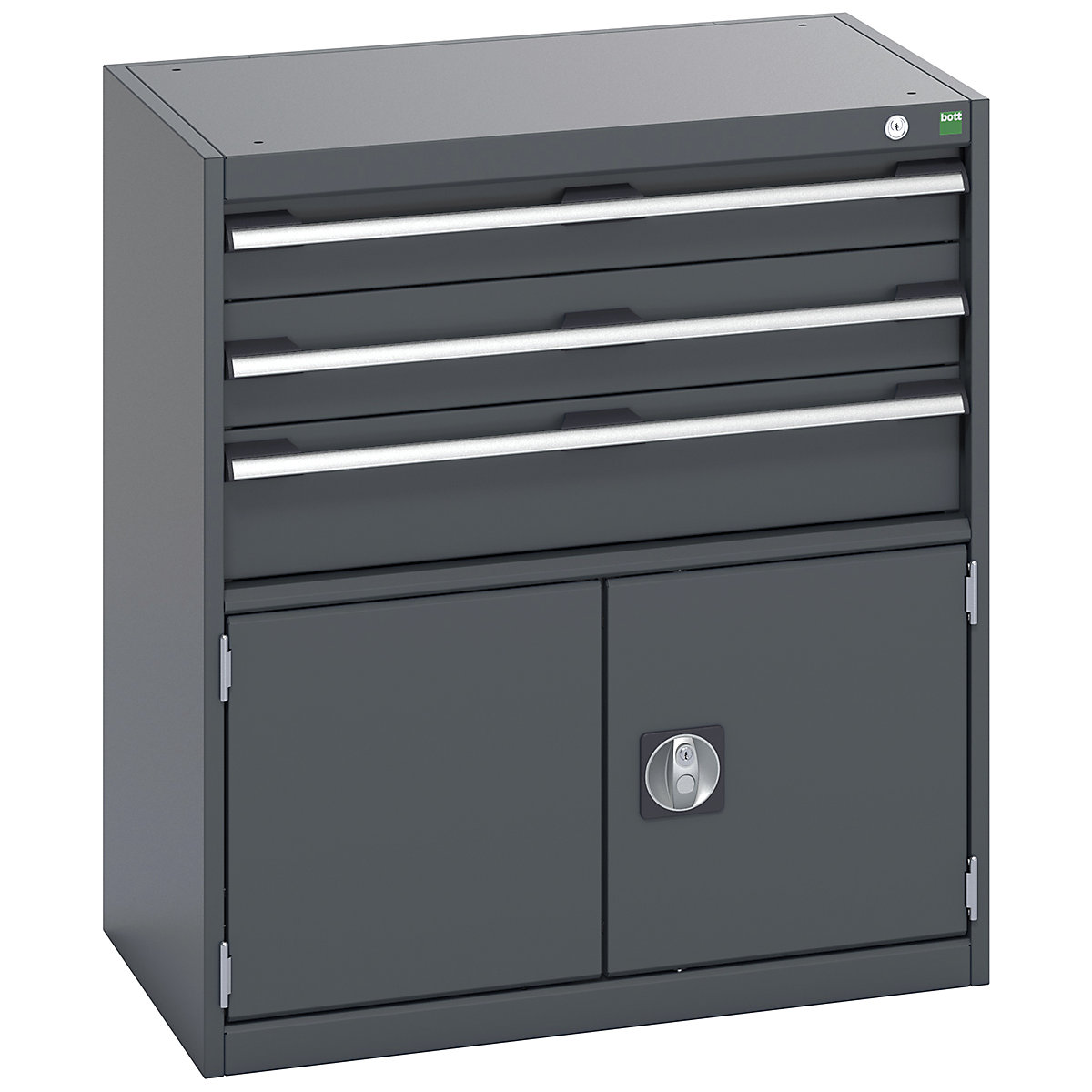 Bott Cubio Cabinets | 800mm Wide, Bott Cubio Cabinets | 800mm Wide, Bott Cubio 2 Door 3 Drawer Cabinet | 900h x 800w x 525d mm | Dark Grey Doors | Dark Grey Housing-0