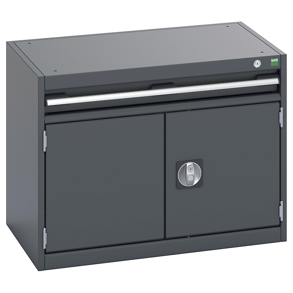 Bott Cubio Cabinets | 800mm Wide, Bott Cubio Cabinets | 800mm Wide, Bott Cubio Cabinet | 2 Doors & 1 Drawer | 600h x 800w x 525d mm | Dark Grey Doors | Dark Grey Housing-0