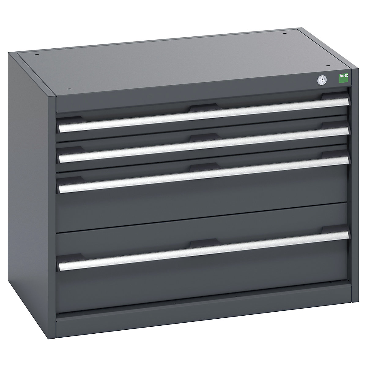 Bott Cubio Cabinets | 800mm Wide, Bott Cubio Cabinets | 800mm Wide, Bott Cubio Cabinet | 4 Drawers | 600h x 800w x 525d mm | Dark Grey Doors | Dark Grey Housing-0