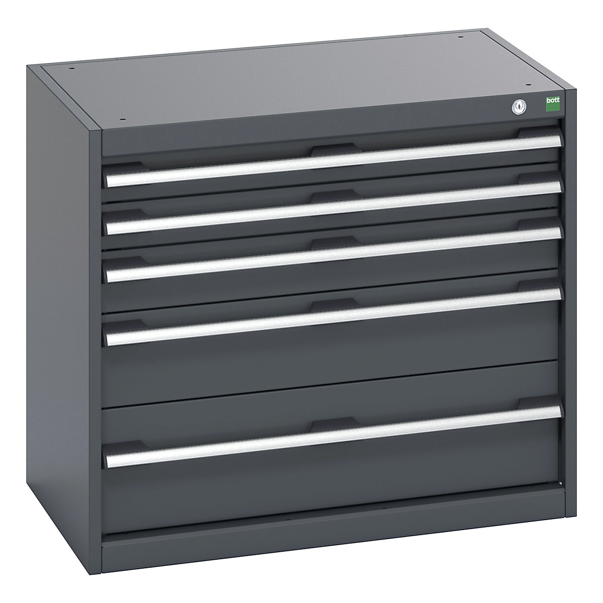 Bott Cubio Cabinets | 800mm Wide, Bott Cubio Cabinets | 800mm Wide, Bott Cubio Cabinet | 5 Drawers | 700h x 800w x 525d mm | Dark Grey Doors | Dark Grey Housing-0