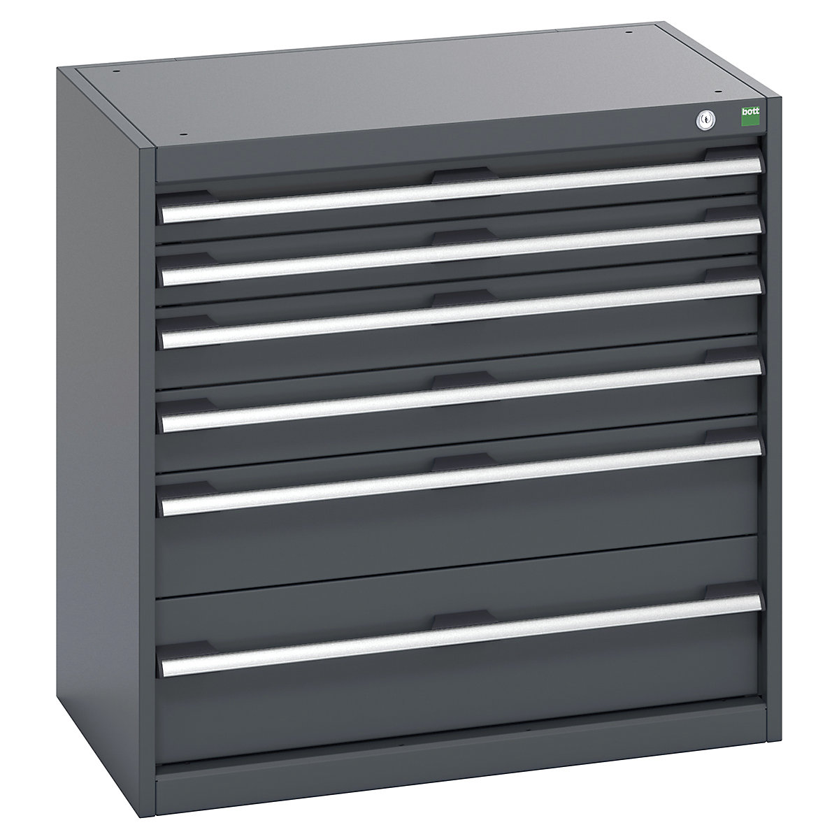 Bott Cubio Cabinets | 800mm Wide, Bott Cubio Cabinets | 800mm Wide, Bott Cubio Cabinet | 6 Drawers | 800h x 800w x 525d mm | Dark Grey Doors | Dark Grey Housing-0