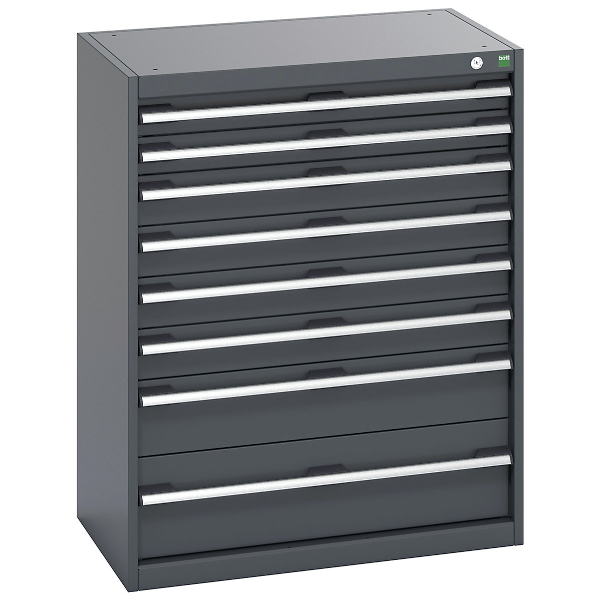 Bott Cubio Cabinets | 800mm Wide, Bott Cubio Cabinets | 800mm Wide, Bott Cubio 8 Drawer Cabinet | 1000h x 800w x 525d mm | Dark Grey Doors | Dark Grey Housing-0