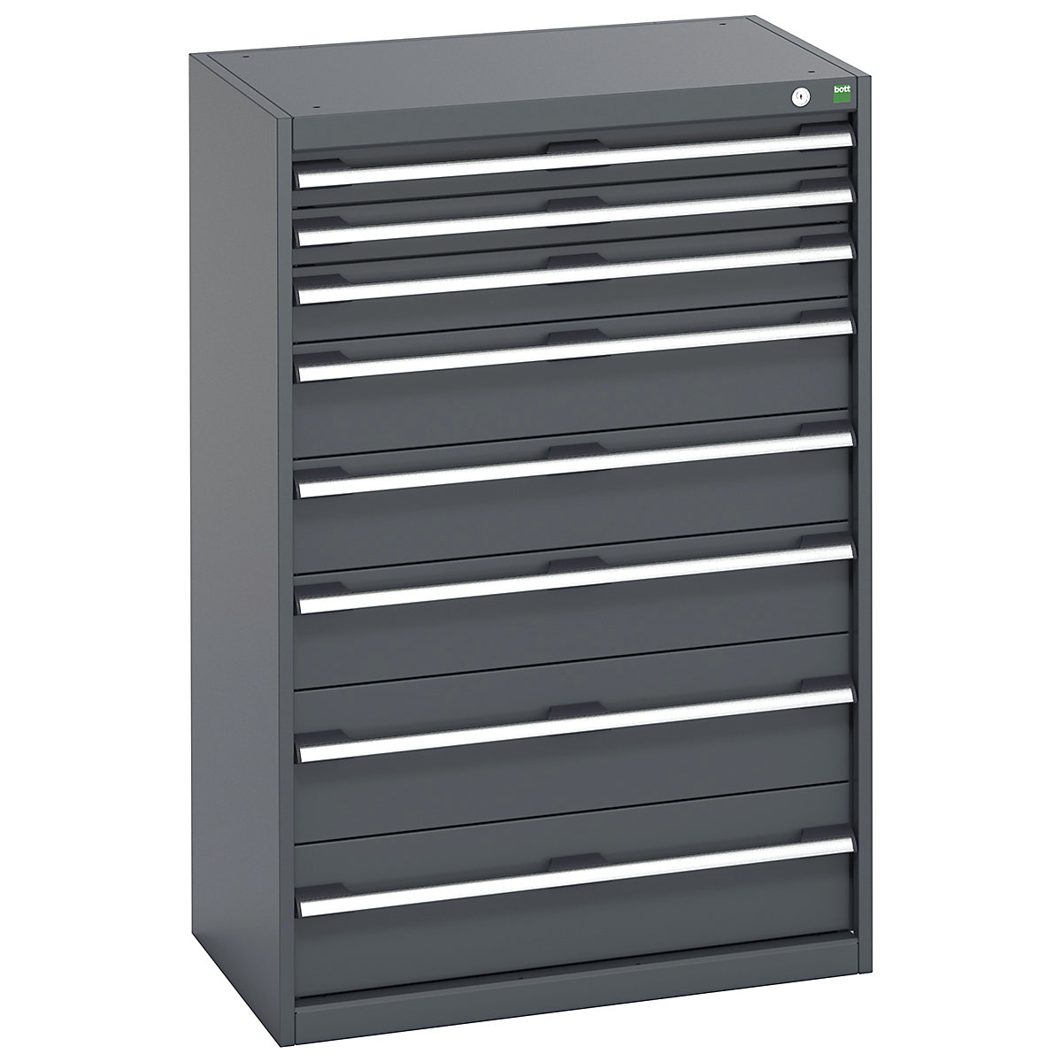 Bott Cubio Cabinets | 800mm Wide, Bott Cubio Cabinets | 800mm Wide, Bott Cubio Cabinet | 8 Drawers | 1200h x 800w x 525d mm | Dark Grey Doors | Dark Grey Housing-0