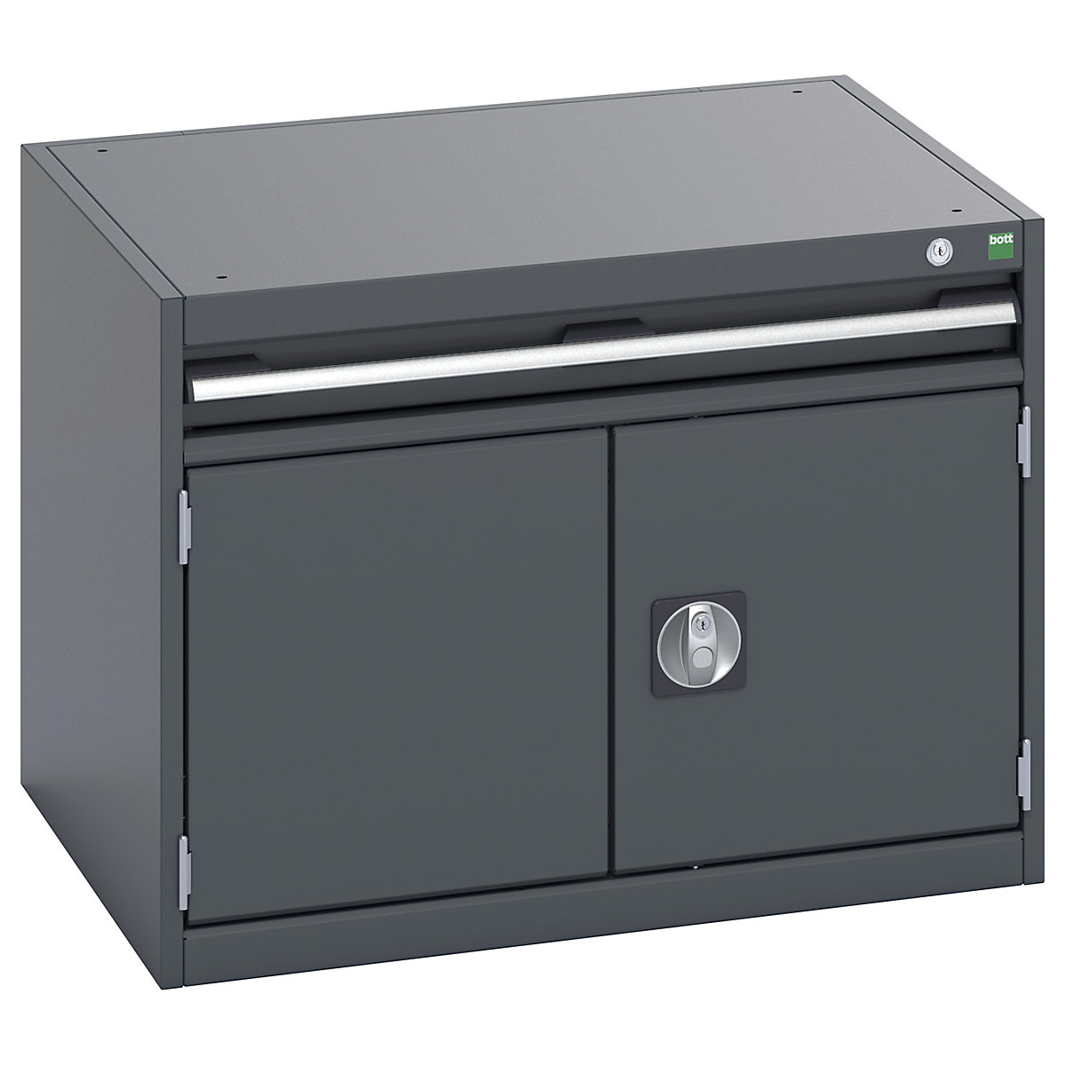 Bott Cubio Cabinets | 800mm Wide, Bott Cubio Cabinets | 800mm Wide, Bott Cubio Cabinet | 2 Doors & 1 Drawer | 600h x 800w x 650d mm | Dark Grey Doors | Dark Grey Housing-0