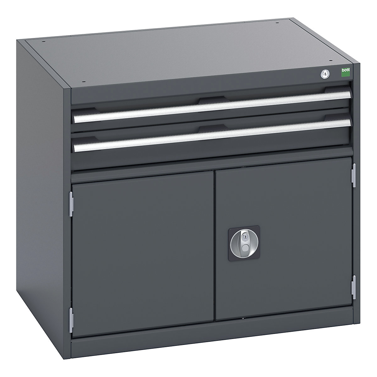 Bott Cubio Cabinets | 800mm Wide, Bott Cubio Cabinets | 800mm Wide, Bott Cubio Cabinet | 2 Doors & 2 Drawers | 700h x 800w x 650d mm | Dark Grey Doors | Dark Grey Housing-0