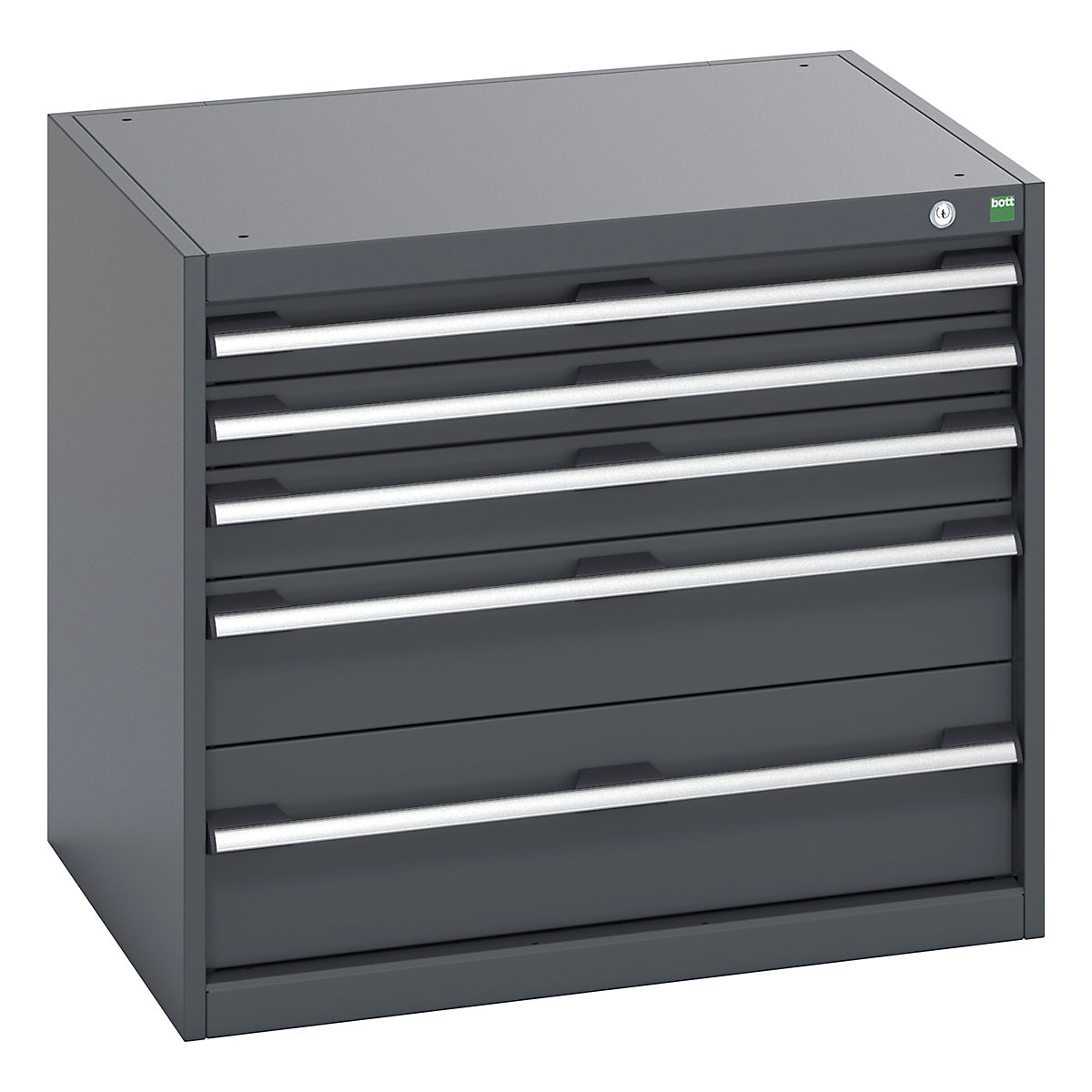 Bott Cubio Cabinets | 800mm Wide, Bott Cubio Cabinets | 800mm Wide, Bott Cubio Cabinet | 5 Drawers | 700h x 800w x 650d mm | Dark Grey Doors | Dark Grey Housing-0