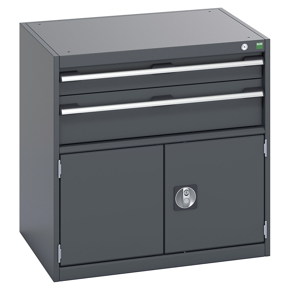 Bott Cubio Cabinets | 800mm Wide, Bott Cubio Cabinets | 800mm Wide, Bott Cubio Cabinet | 2 Doors & 2 Drawers | 800h x 800w x 650d mm | Dark Grey Doors | Dark Grey Housing-0