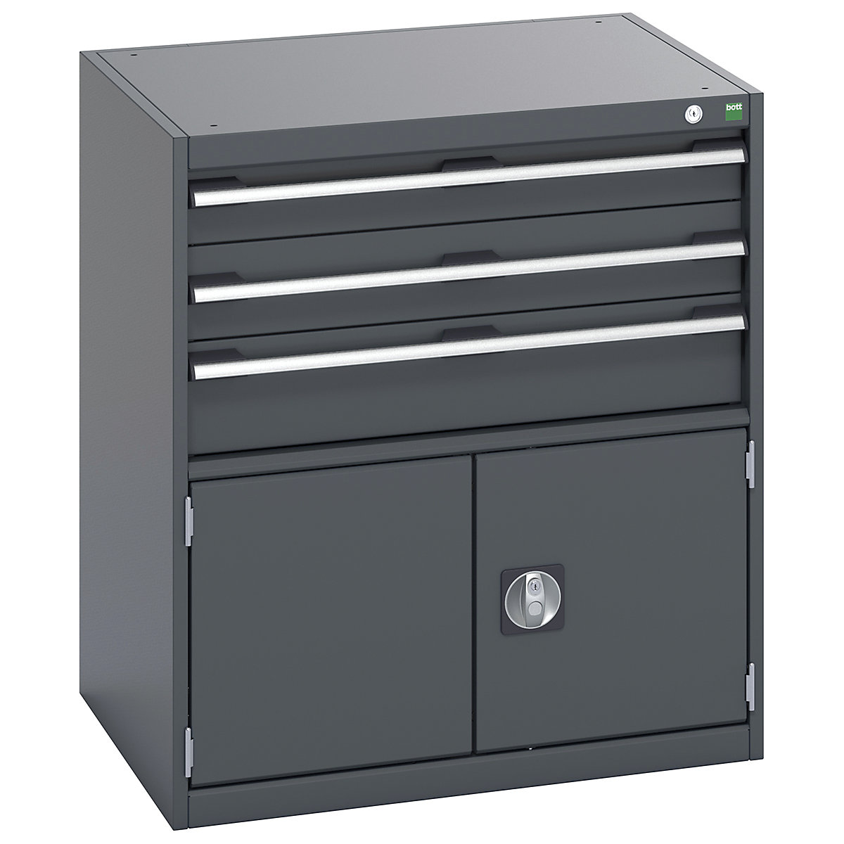 Bott Cubio Cabinets | 800mm Wide, Bott Cubio Cabinets | 800mm Wide, Bott Cubio 2 Door 3 Drawer Cabinet | 900h x 800w x 650d mm | Dark Grey Doors | Dark Grey Housing-0