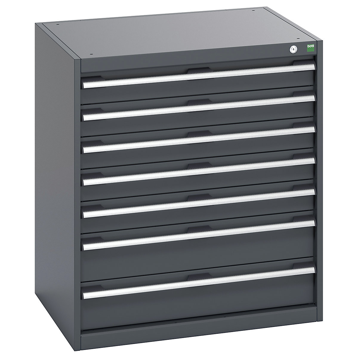 Bott Cubio Cabinets | 800mm Wide, Bott Cubio Cabinets | 800mm Wide, Bott Cubio 7 Drawer Cabinet | 900h x 800w x 650d mm | Dark Grey Doors | Dark Grey Housing-0