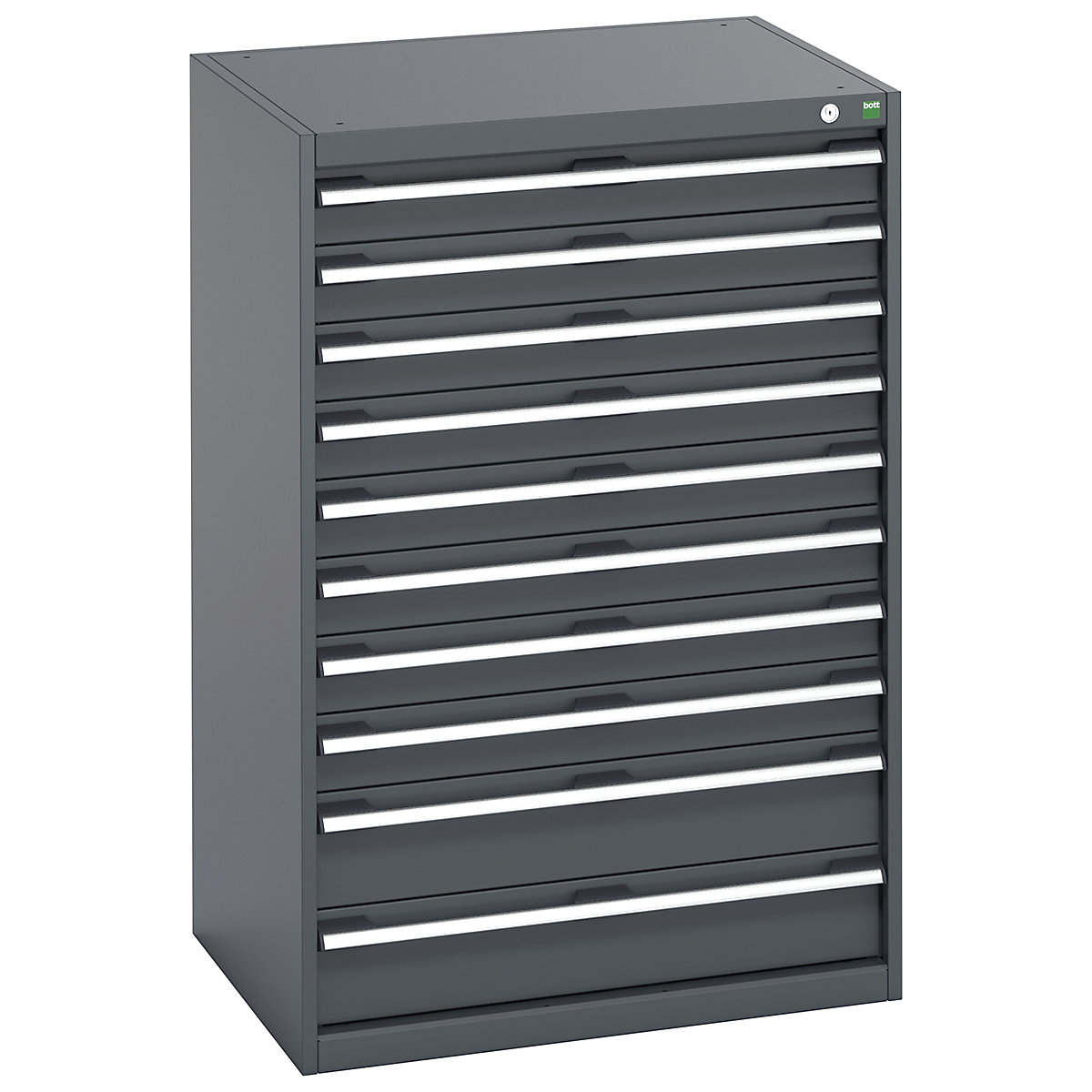 Bott Cubio Cabinets | 800mm Wide, Bott Cubio Cabinets | 800mm Wide, Bott Cubio Cabinet | 10 Drawers | 1200h x 800w x 650d mm | Dark Grey Doors | Dark Grey Housing-0