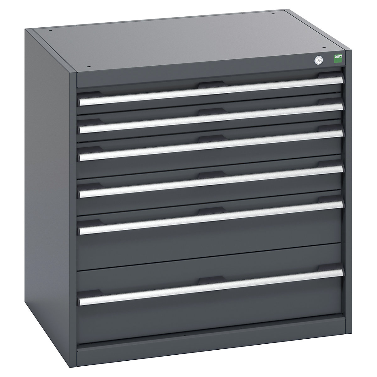 Bott Cubio Cabinets | 800mm Wide, Bott Cubio Cabinets | 800mm Wide, Bott Cubio Cabinet | 6 Drawers | 800h x 800w x 650d mm | Dark Grey Doors | Dark Grey Housing-0
