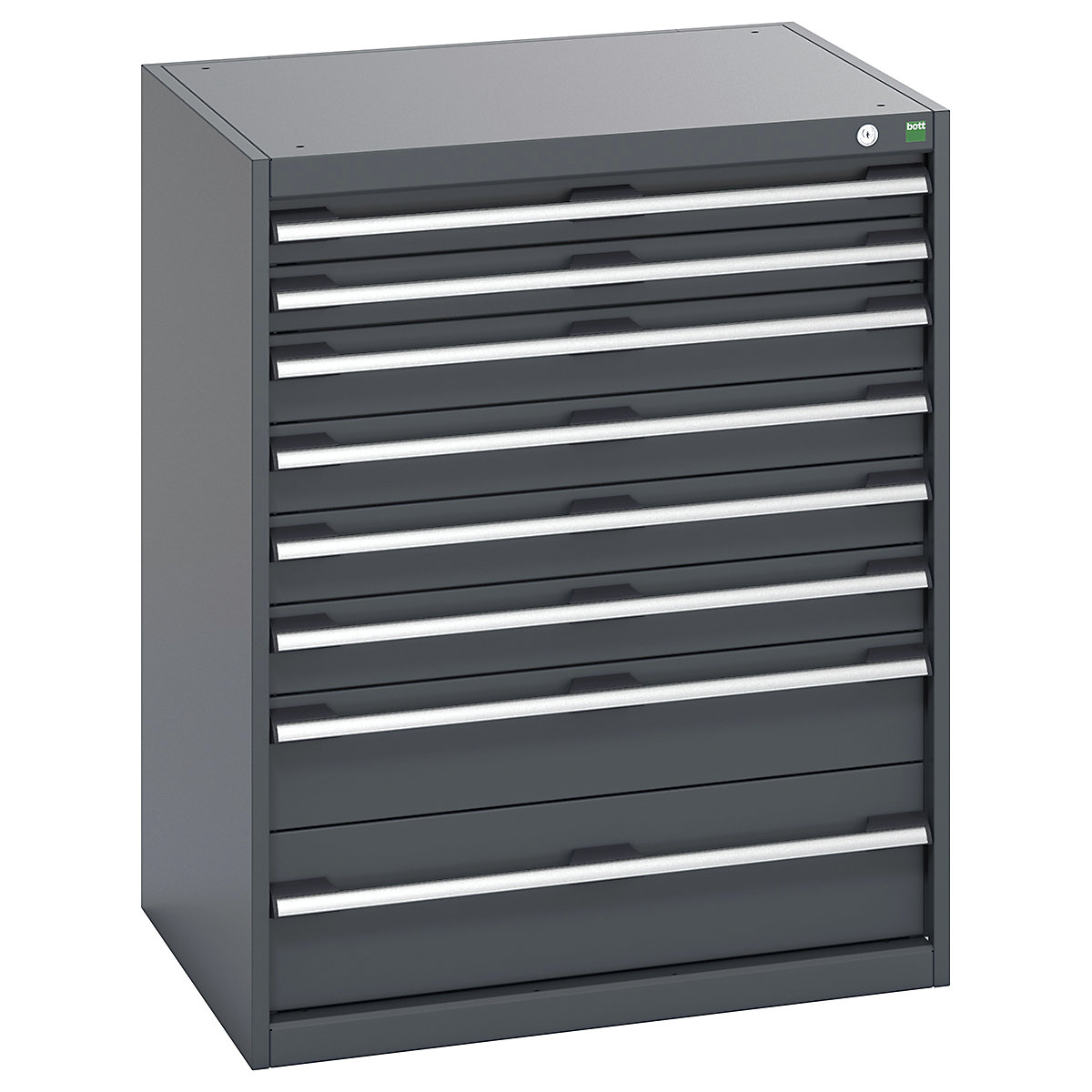 Bott Cubio Cabinets | 800mm Wide, Bott Cubio Cabinets | 800mm Wide, Bott Cubio 8 Drawer Cabinet | 1000h x 800w x 650d mm | Dark Grey Doors | Dark Grey Housing-0