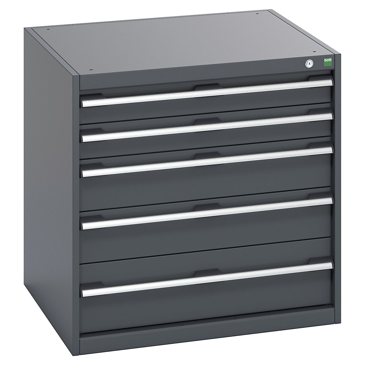 Bott Cubio Cabinets | 800mm Wide, Bott Cubio Cabinets | 800mm Wide, Bott Cubio Cabinet | 5 Drawers | 800h x 800w x 750d mm | Dark Grey Doors | Dark Grey Housing-0