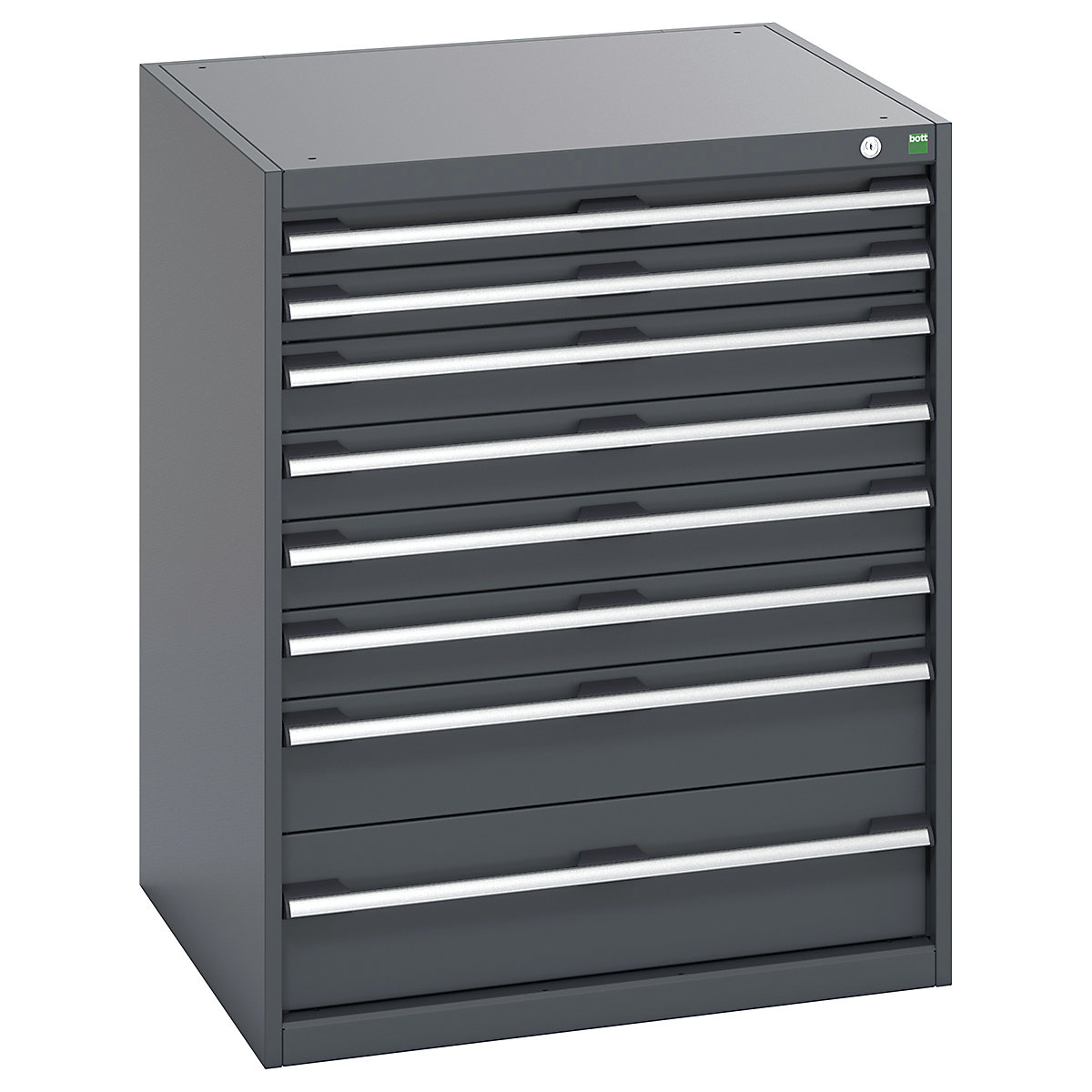 Bott Cubio Cabinets | 800mm Wide, Bott Cubio Cabinets | 800mm Wide, Bott Cubio 8 Drawer Cabinet | 1000h x 800w x 750d mm | Dark Grey Doors | Dark Grey Housing-0