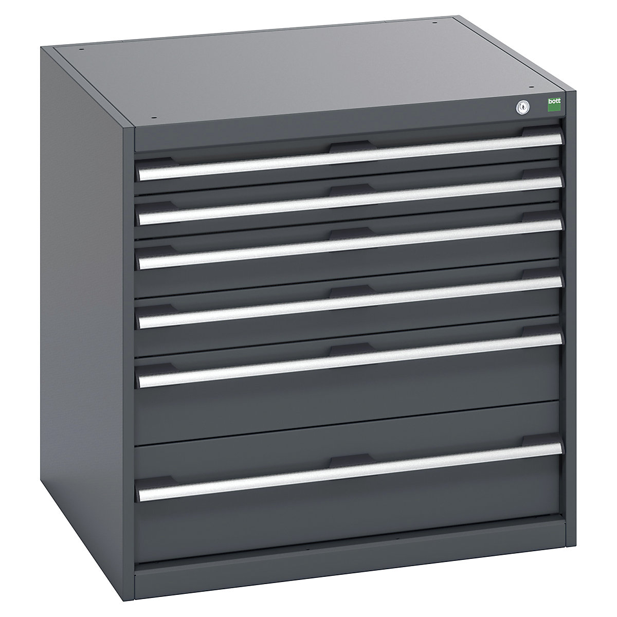 Bott Cubio Cabinets | 800mm Wide, Bott Cubio Cabinets | 800mm Wide, Bott Cubio Cabinet | 6 Drawers | 800h x 800w x 750d mm | Dark Grey Doors | Dark Grey Housing-0