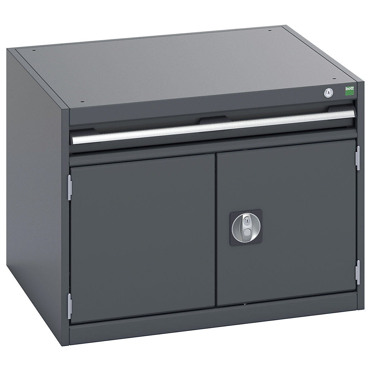 Bott Cubio Cabinets | 800mm Wide, Bott Cubio Cabinets | 800mm Wide, Bott Cubio Cabinet | 2 Doors & 1 Drawer | 600h x 800w x 750d mm | Dark Grey Doors | Dark Grey Housing-0