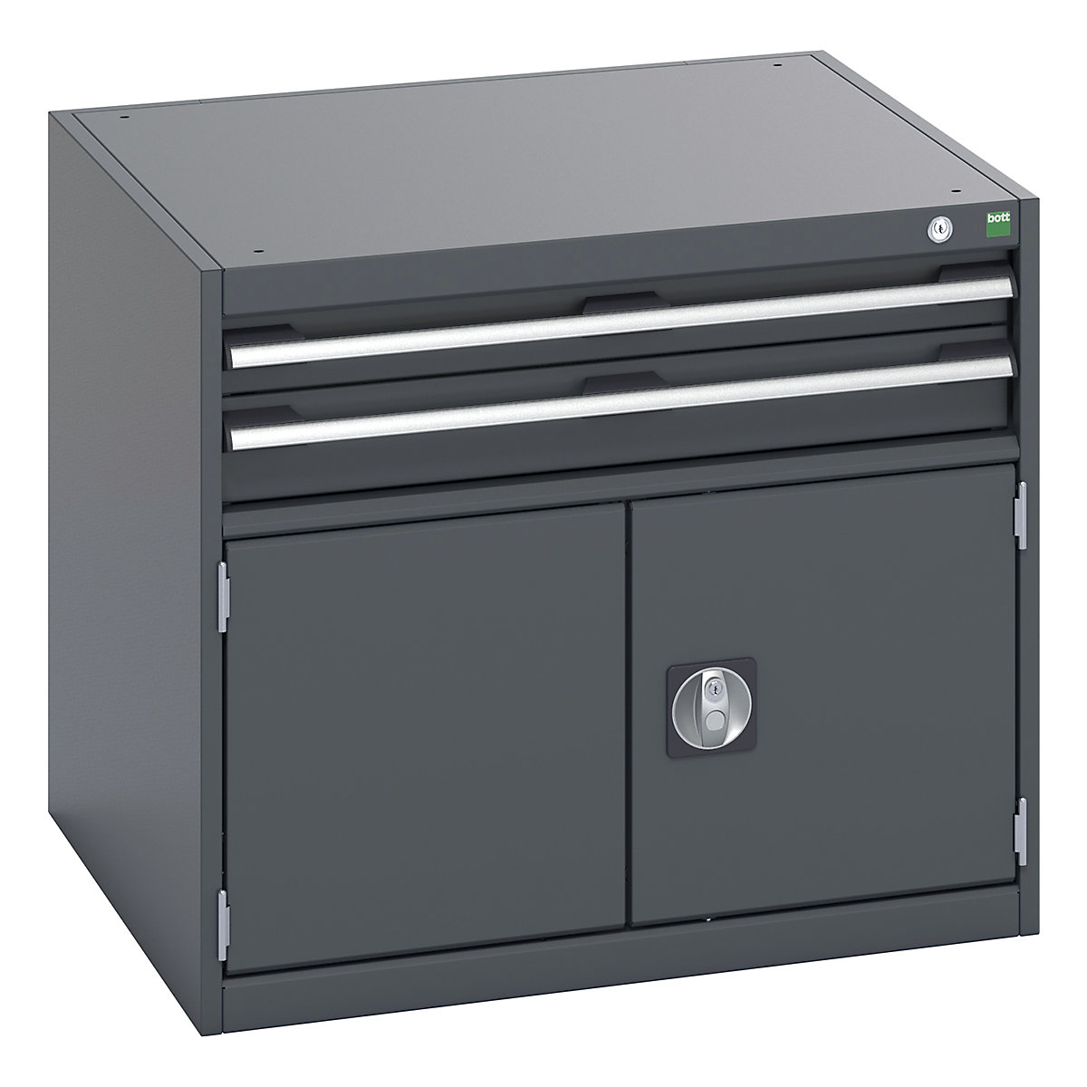 Bott Cubio Cabinets | 800mm Wide, Bott Cubio Cabinets | 800mm Wide, Bott Cubio Cabinet | 2 Doors & 2 Drawers | 700h x 800w x 750d mm | Dark Grey Doors | Dark Grey Housing-0