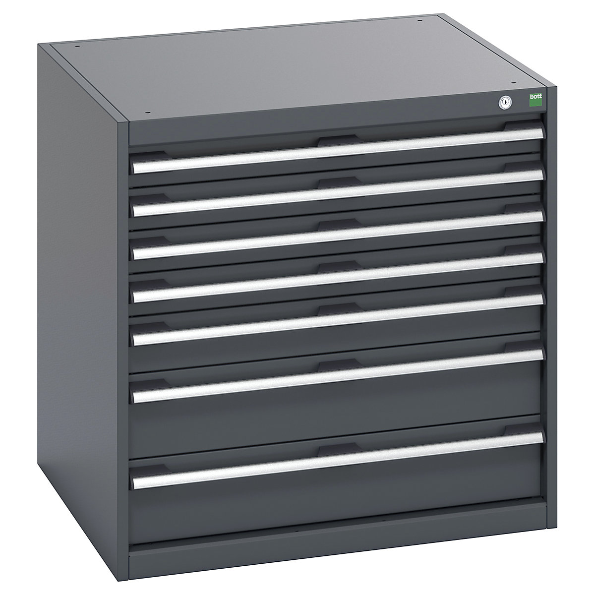 Bott Cubio Cabinets | 800mm Wide, Bott Cubio Cabinets | 800mm Wide, Bott Cubio Cabinet | 7 Drawers | 800h x 800w x 750d mm | Dark Grey Doors | Dark Grey Housing-0