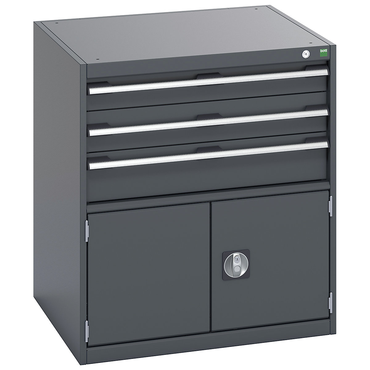 Bott Cubio Cabinets | 800mm Wide, Bott Cubio Cabinets | 800mm Wide, Bott Cubio 2 Door 3 Drawer Cabinet | 900h x 800w x 750d mm | Dark Grey Doors | Dark Grey Housing-0