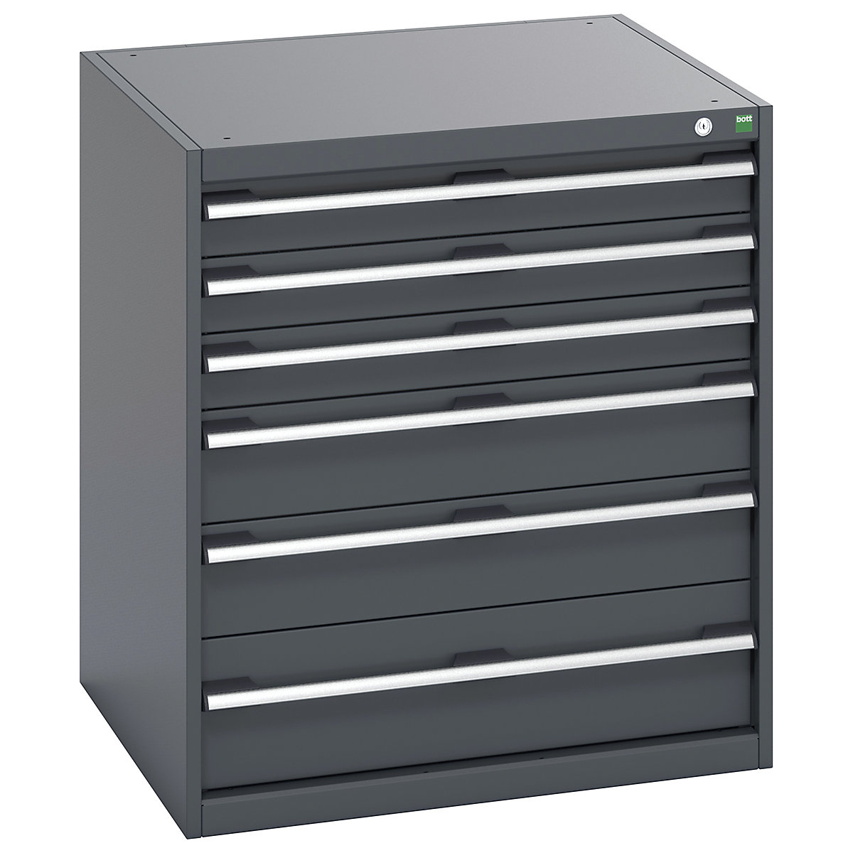 Bott Cubio Cabinets | 800mm Wide, Bott Cubio Cabinets | 800mm Wide, Bott Cubio 6 Drawer Cabinet | 900h x 800w x 750d mm | Dark Grey Doors | Dark Grey Housing-0