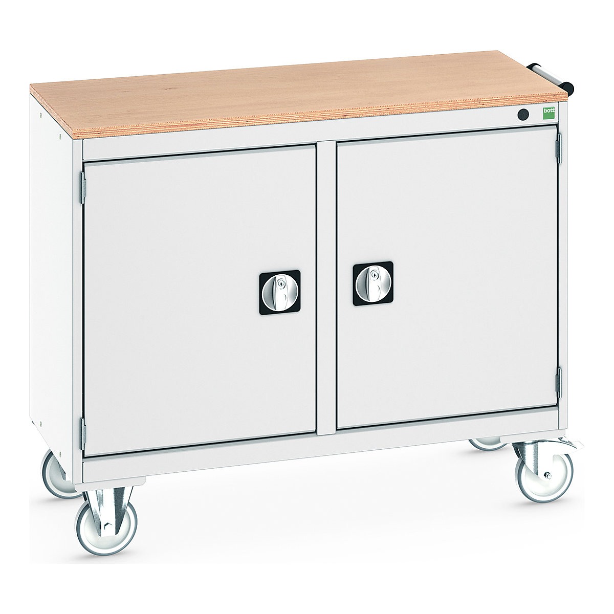 Bott Cubio Maintenance Trolleys, Bott Cubio Maintenance Trolleys, Bott Cubio Maintenance Trolley | 890h x 1050w x 525d mm | 50/50 - Double Cupboard | MPX Worktop | Light Grey Drawers | Light Grey Housing-0