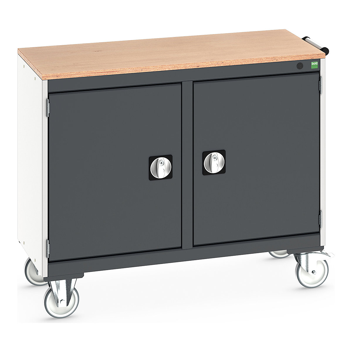 Bott Cubio Maintenance Trolleys, Bott Cubio Maintenance Trolleys, Bott Cubio Maintenance Trolley | 890h x 1050w x 525d mm | 50/50 - Double Cupboard | MPX Worktop | Dark Grey Drawers | Light Grey Housing-0