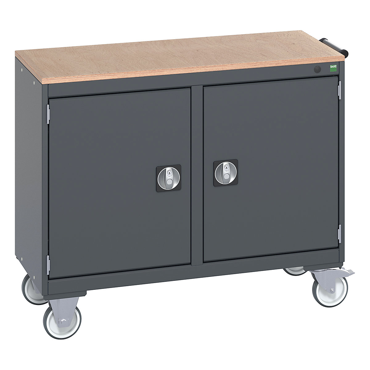 Bott Cubio Maintenance Trolleys, Bott Cubio Maintenance Trolleys, Bott Cubio Maintenance Trolley | 890h x 1050w x 525d mm | 50/50 - Double Cupboard | MPX Worktop | Dark Grey Drawers | Dark Grey Housing-0