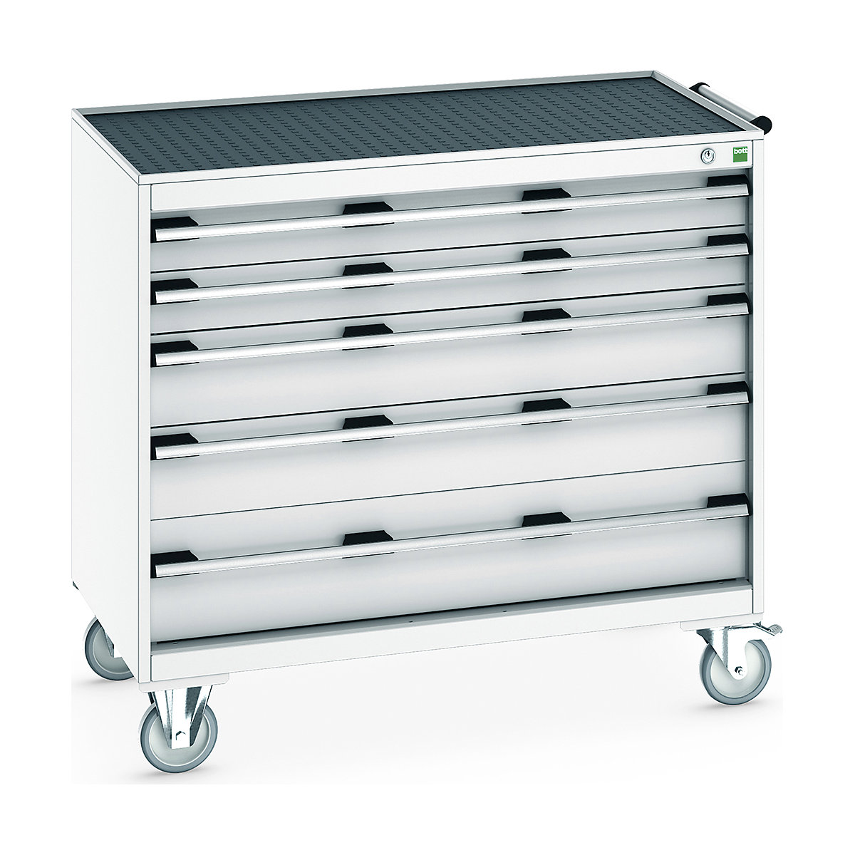 Bott Cubio Mobile Cabinets | 1050mm Wide, Bott Cubio Mobile Cabinets | 1050mm Wide, Bott Cubio Mobile Cabinet | 985h x 1050w x 650d mm | 5 Drawers | Top Tray & Mat | Light Grey Drawers | Light Grey Housing-0