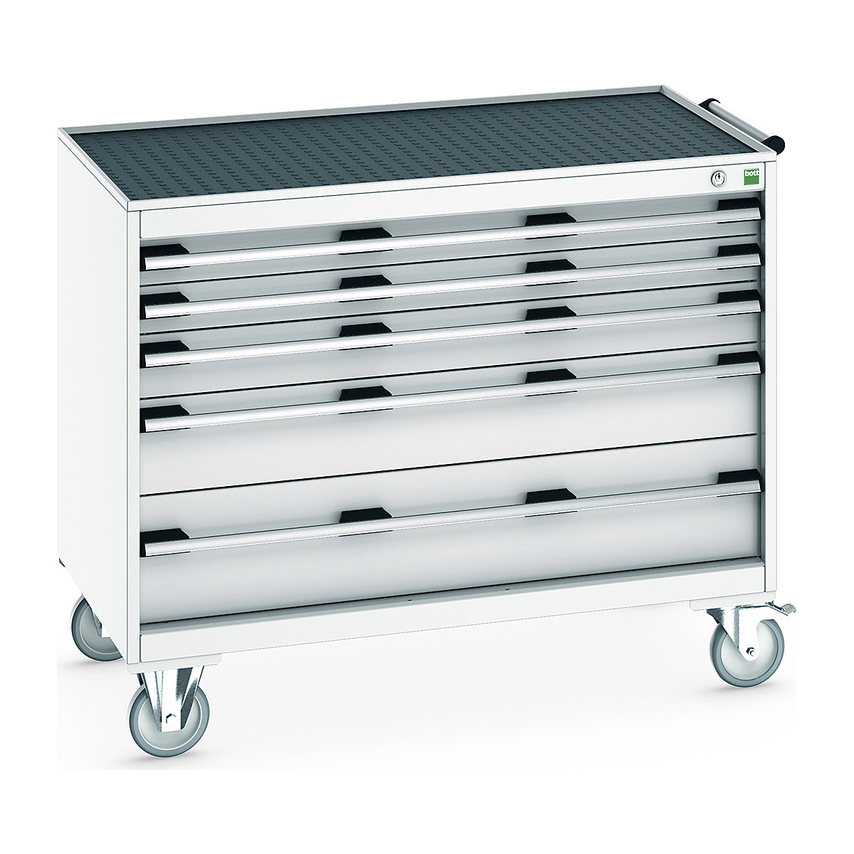 Bott Cubio Mobile Cabinets | 1050mm Wide, Bott Cubio Mobile Cabinets | 1050mm Wide, Bott Cubio Mobile Cabinet | 885h x 1050w x 650d mm | 5 Drawers | Top Tray & Mat | Light Grey Drawers | Light Grey Housing-0