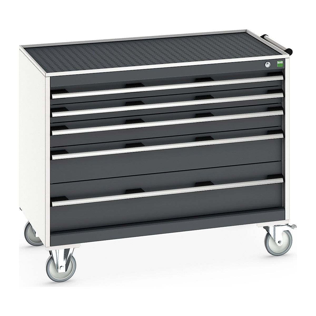 Bott Cubio Mobile Cabinets | 1050mm Wide, Bott Cubio Mobile Cabinets | 1050mm Wide, Bott Cubio Mobile Cabinet | 885h x 1050w x 650d mm | 5 Drawers | Top Tray & Mat | Dark Grey Drawers | Light Grey Housing-0
