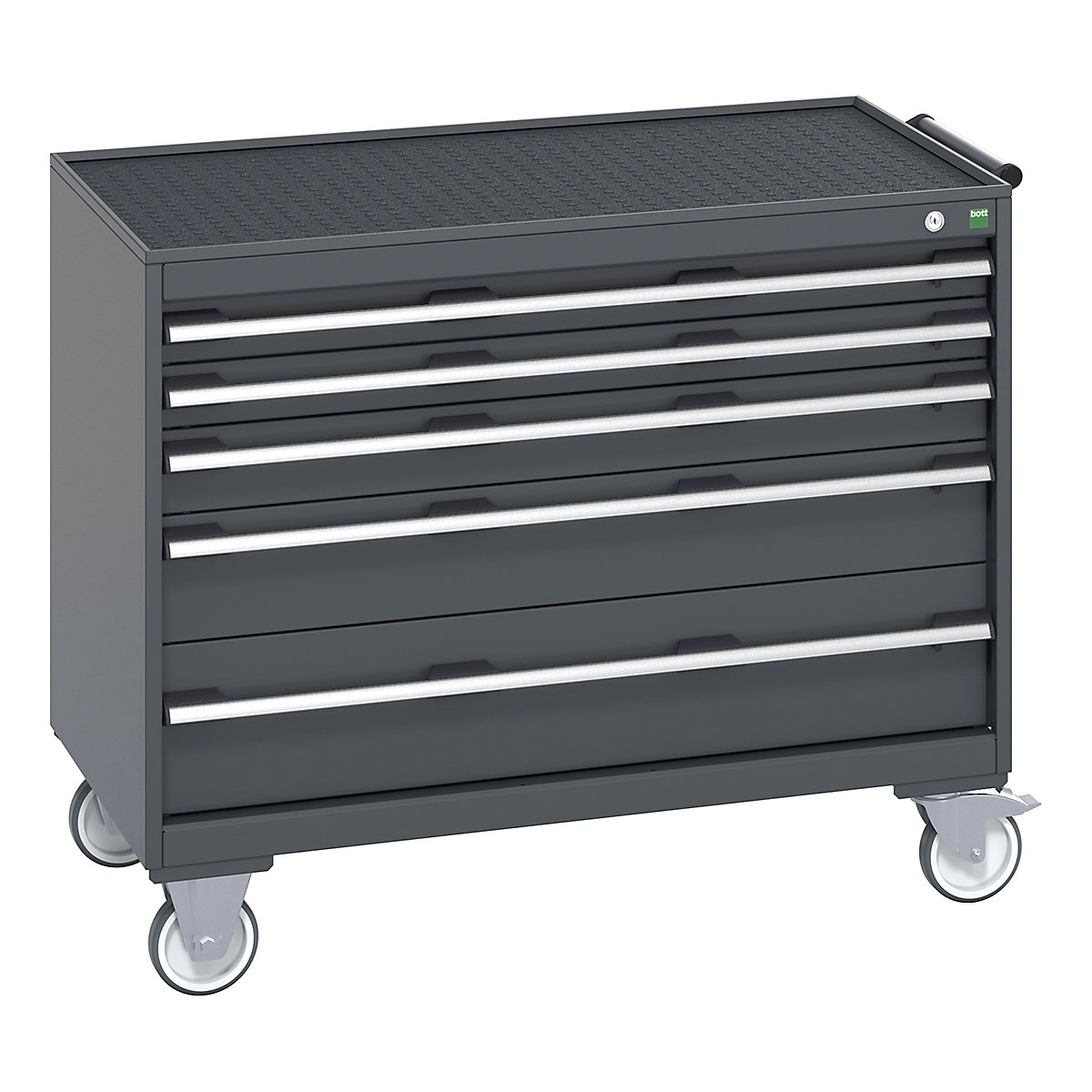 Bott Cubio Mobile Cabinets | 1050mm Wide, Bott Cubio Mobile Cabinets | 1050mm Wide, Bott Cubio Mobile Cabinet | 885h x 1050w x 650d mm | 5 Drawers | Top Tray & Mat | Dark Grey Drawers | Dark Grey Housing-0