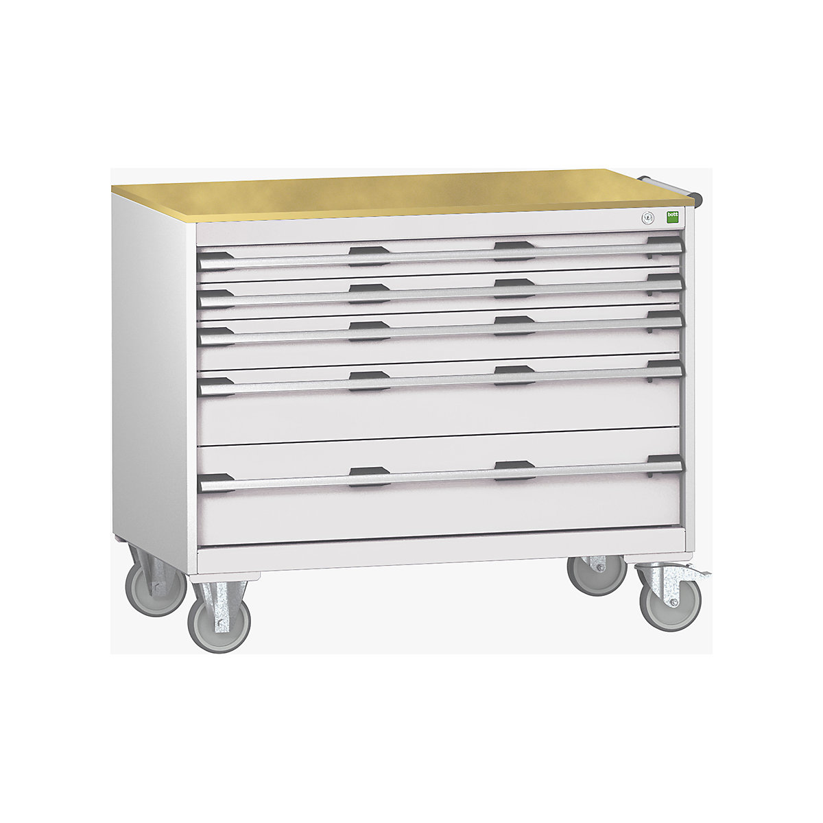 Bott Cubio Mobile Cabinets | 1050mm Wide, Bott Cubio Mobile Cabinets | 1050mm Wide, Bott Cubio Mobile Cabinet | 890h x 1050w x 650d mm | 5 Drawers | MPX Worktop | Light Grey Drawers | Light Grey Housing-0